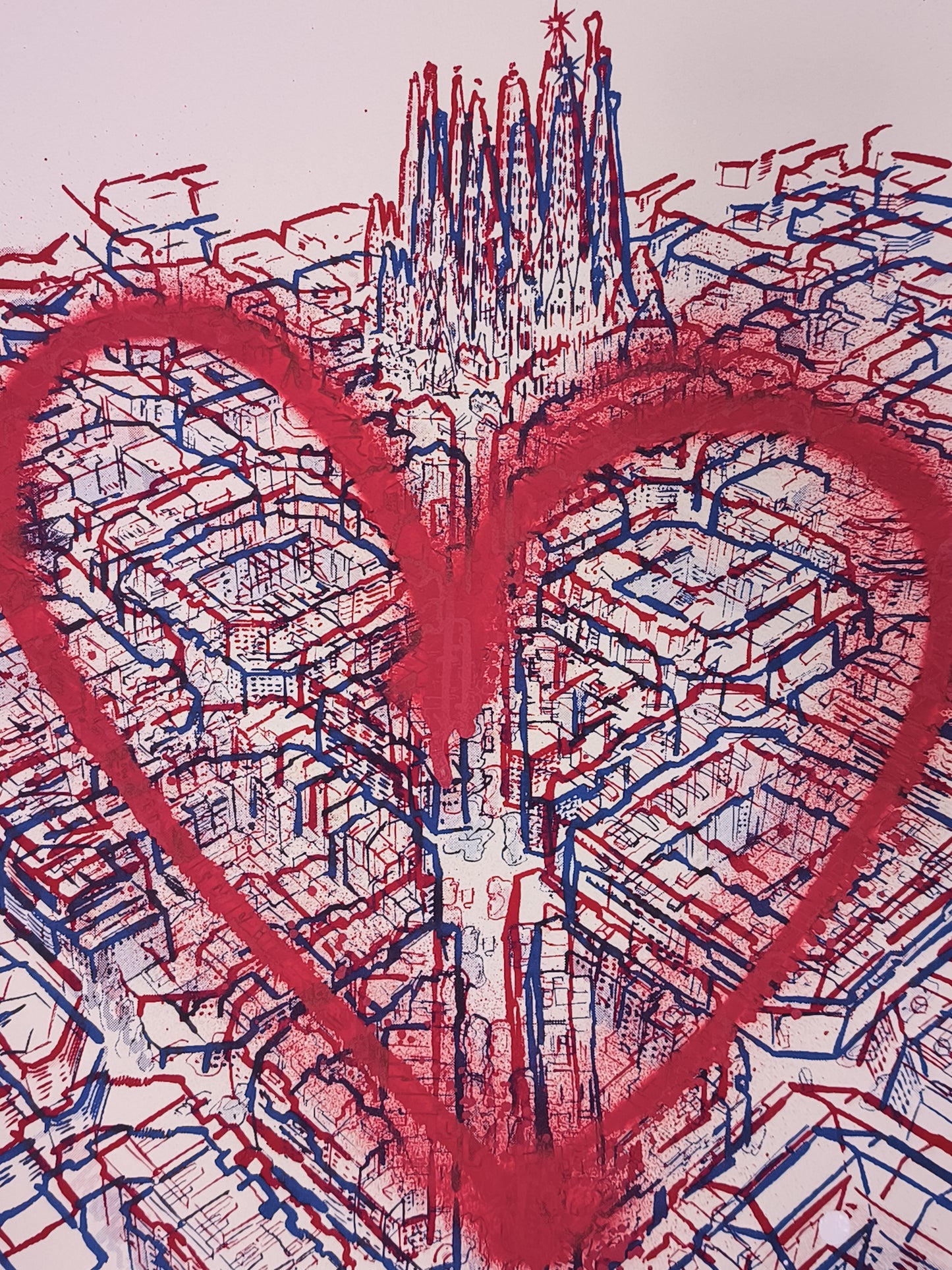 L'Eixample: Un viaje por la Barcelona de Gaudí - Retrato print (original painting on paper) Arte Urbano Barcelona