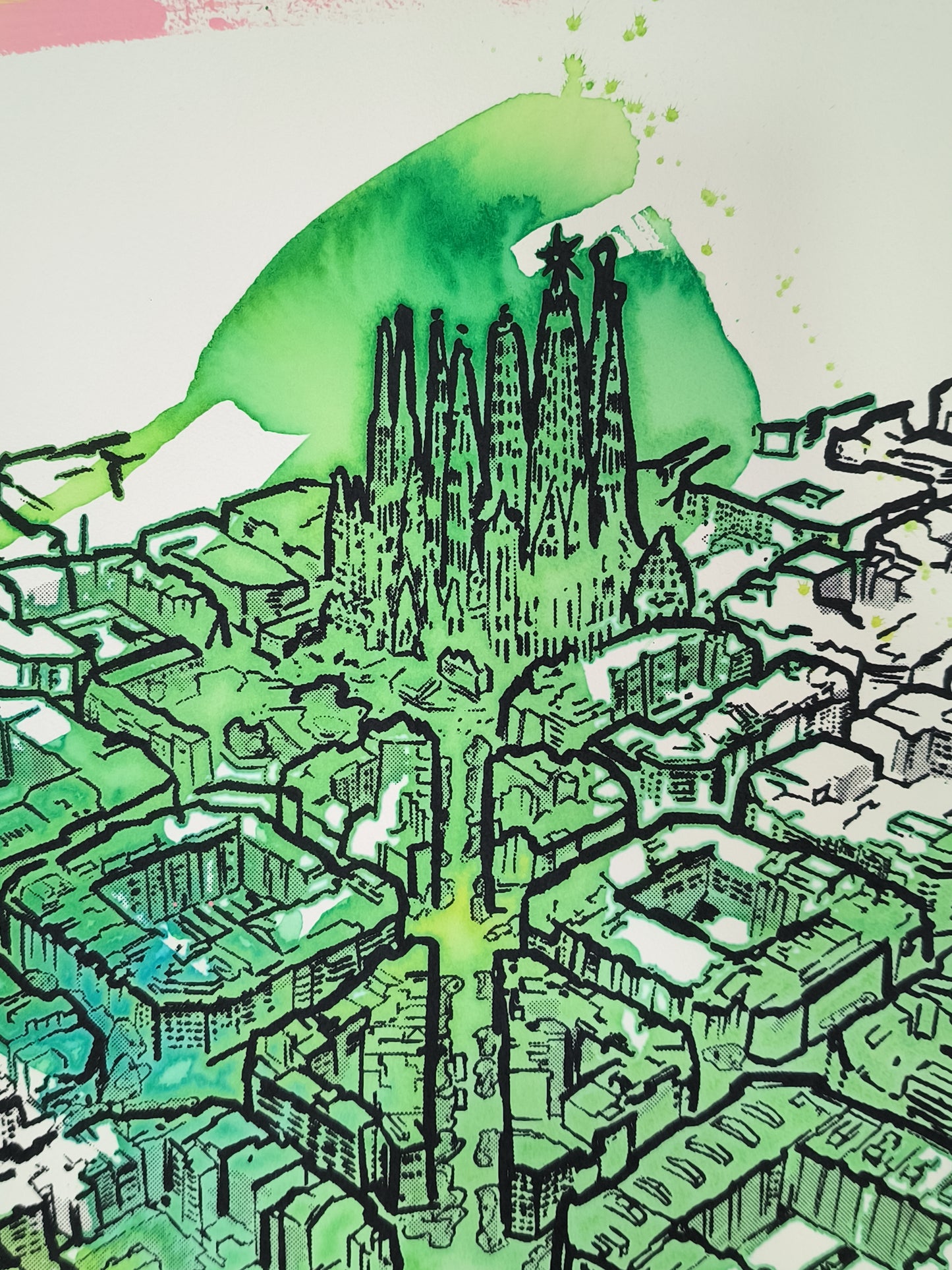 L'Eixample: Un viaje por la Barcelona de Gaudí - Retrato print (original painting on paper) Arte Urbano Barcelona