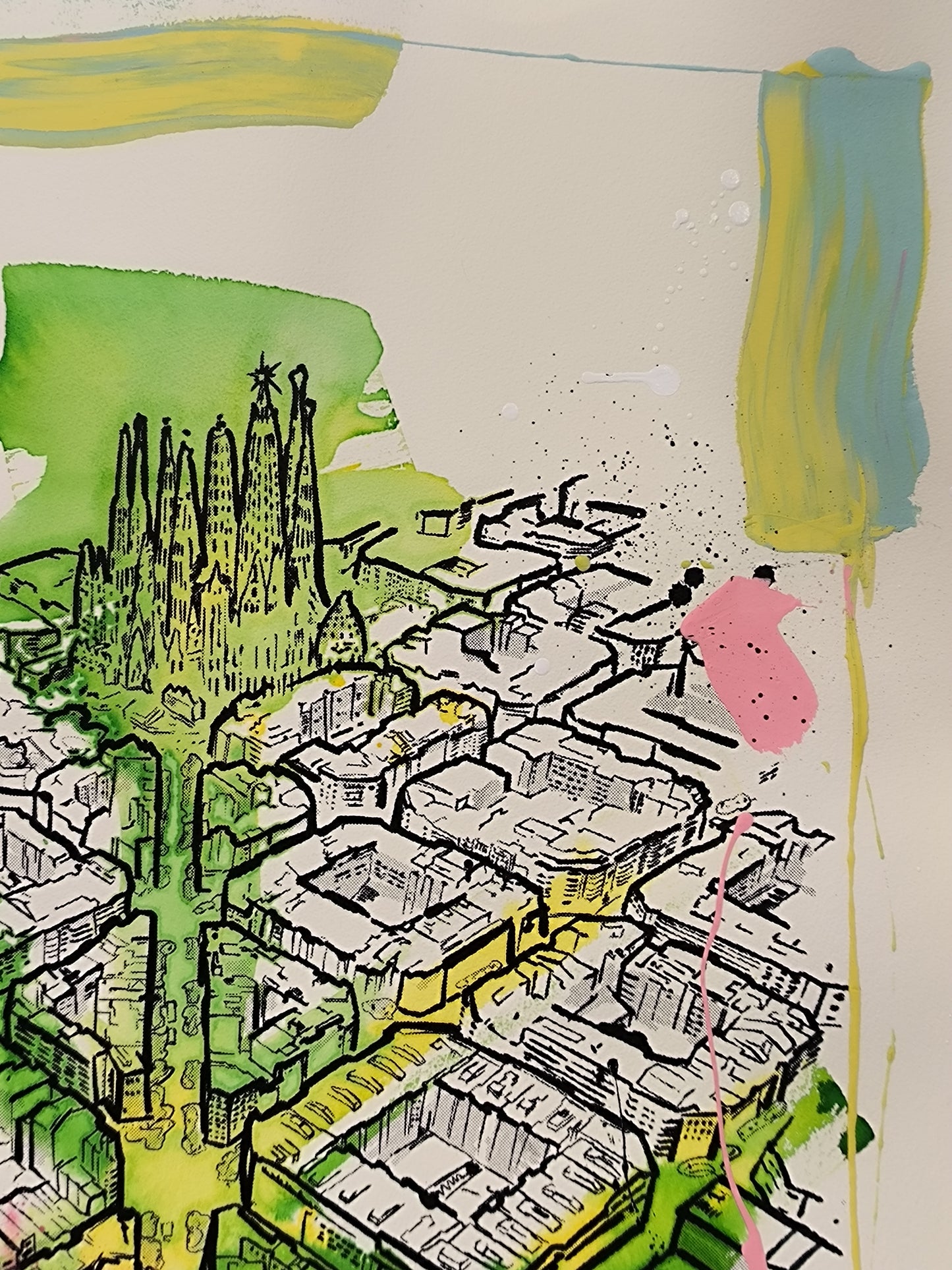 L'Eixample: Un viaje por la Barcelona de Gaudí - Retrato print (original painting on paper) Arte Urbano Barcelona