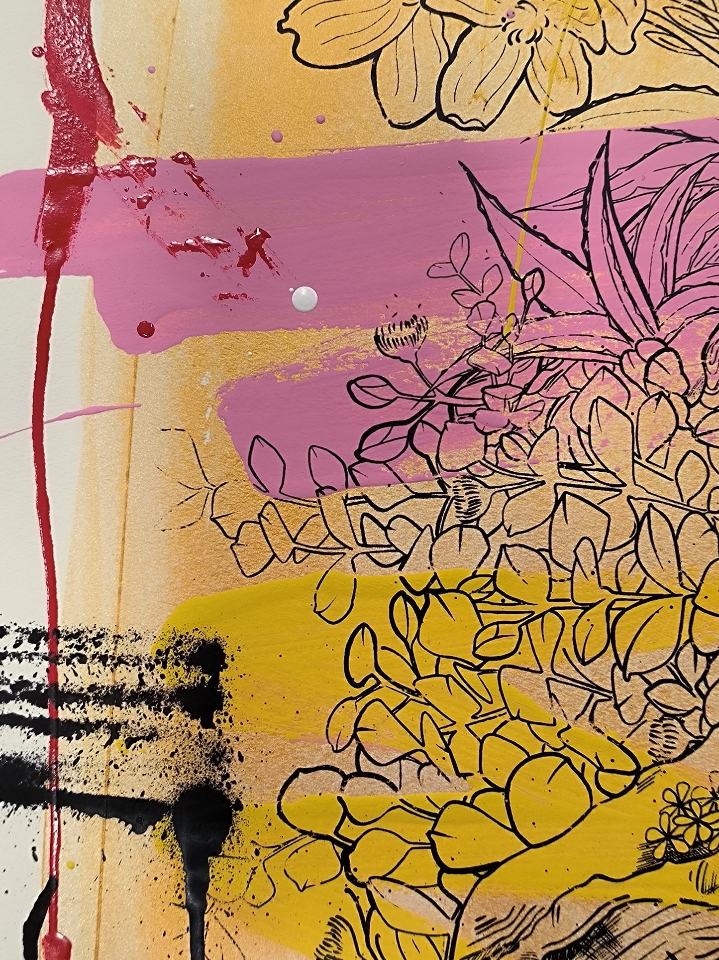 Corazon floral - Retrato print (Original painting on paper) Arte Urbano Barcelona
