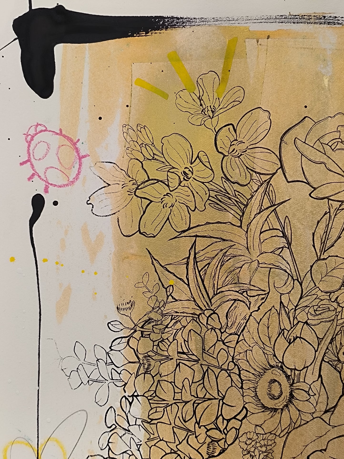 Corazon Floral - Retrato print (Original painting on paper) Arte Urbano Barcelona