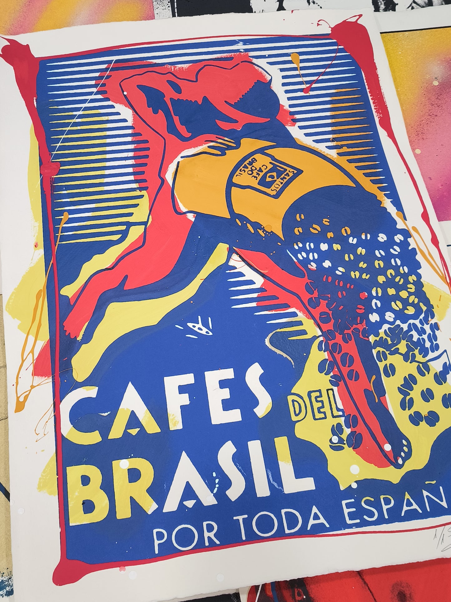Cafes do Brasil - Retrato print (original painting on paper) Arte Urbano Barcelona