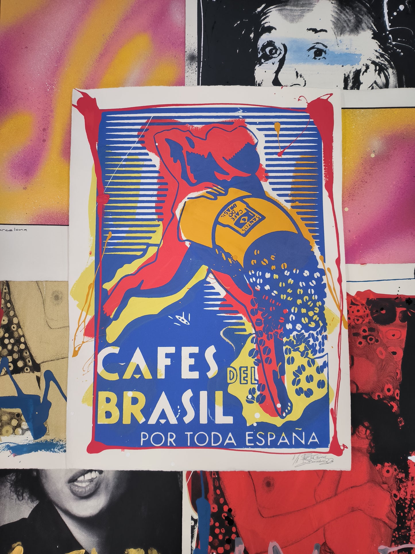 Cafes do Brasil - Retrato print (original painting on paper) Arte Urbano Barcelona