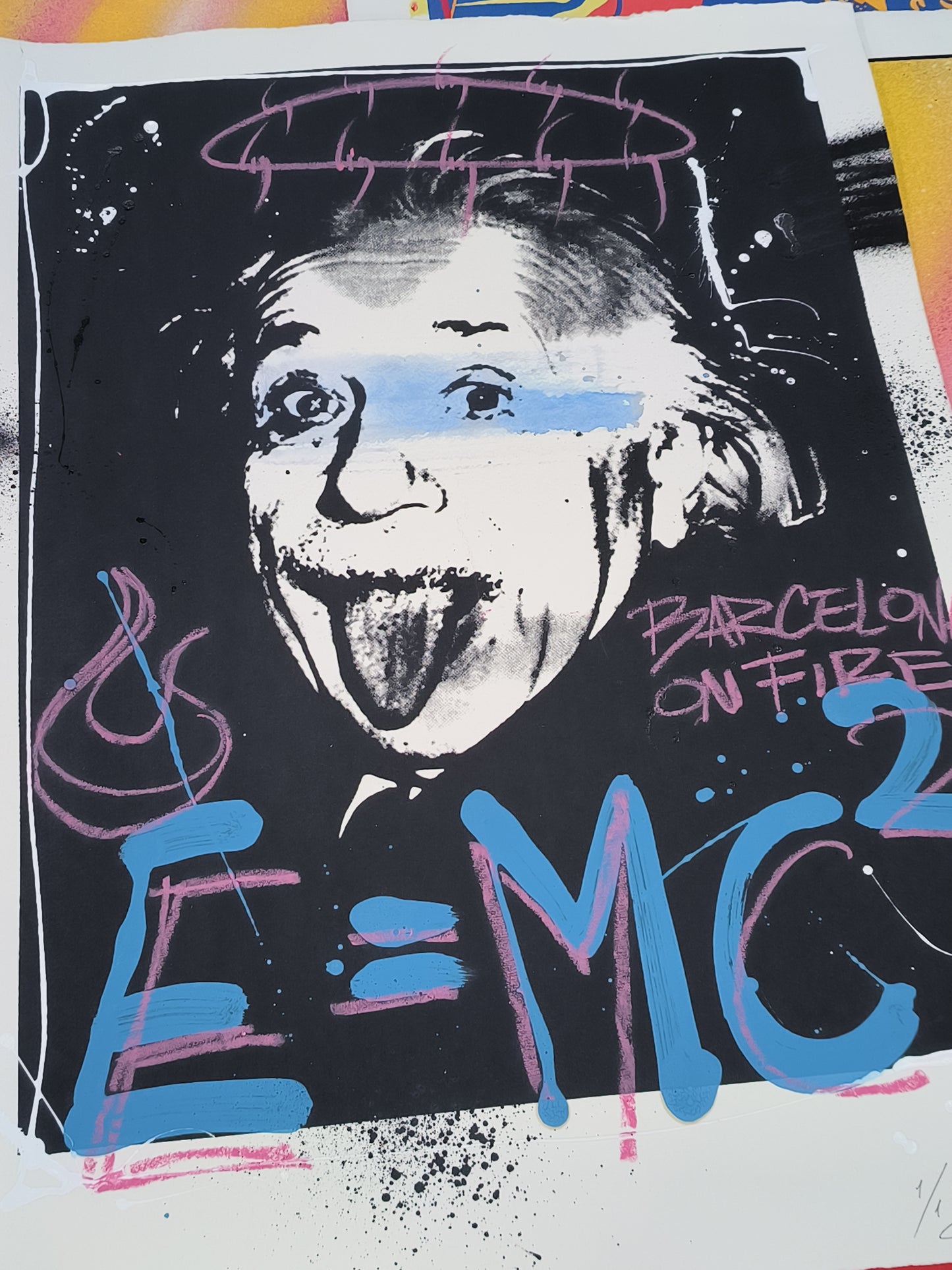 Albert Einstein - Retrato print (original painting on paper) Arte Urbano Barcelona