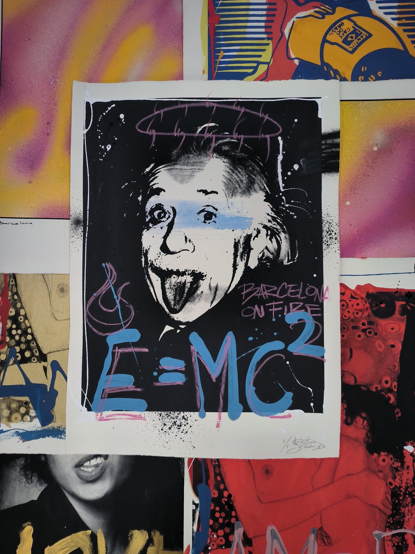 Albert Einstein - Retrato print (original painting on paper) Arte Urbano Barcelona