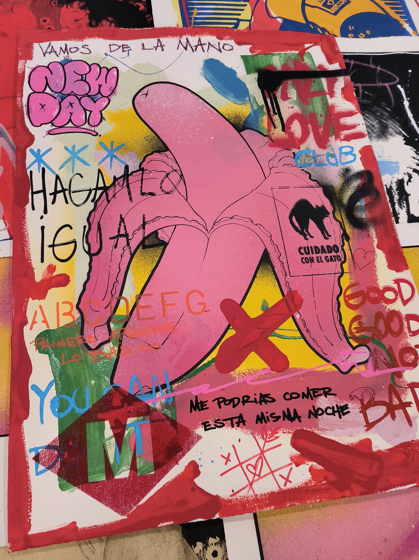 Esto no es una Banana - Print (original painting on paper) Arte urbano Barcelona