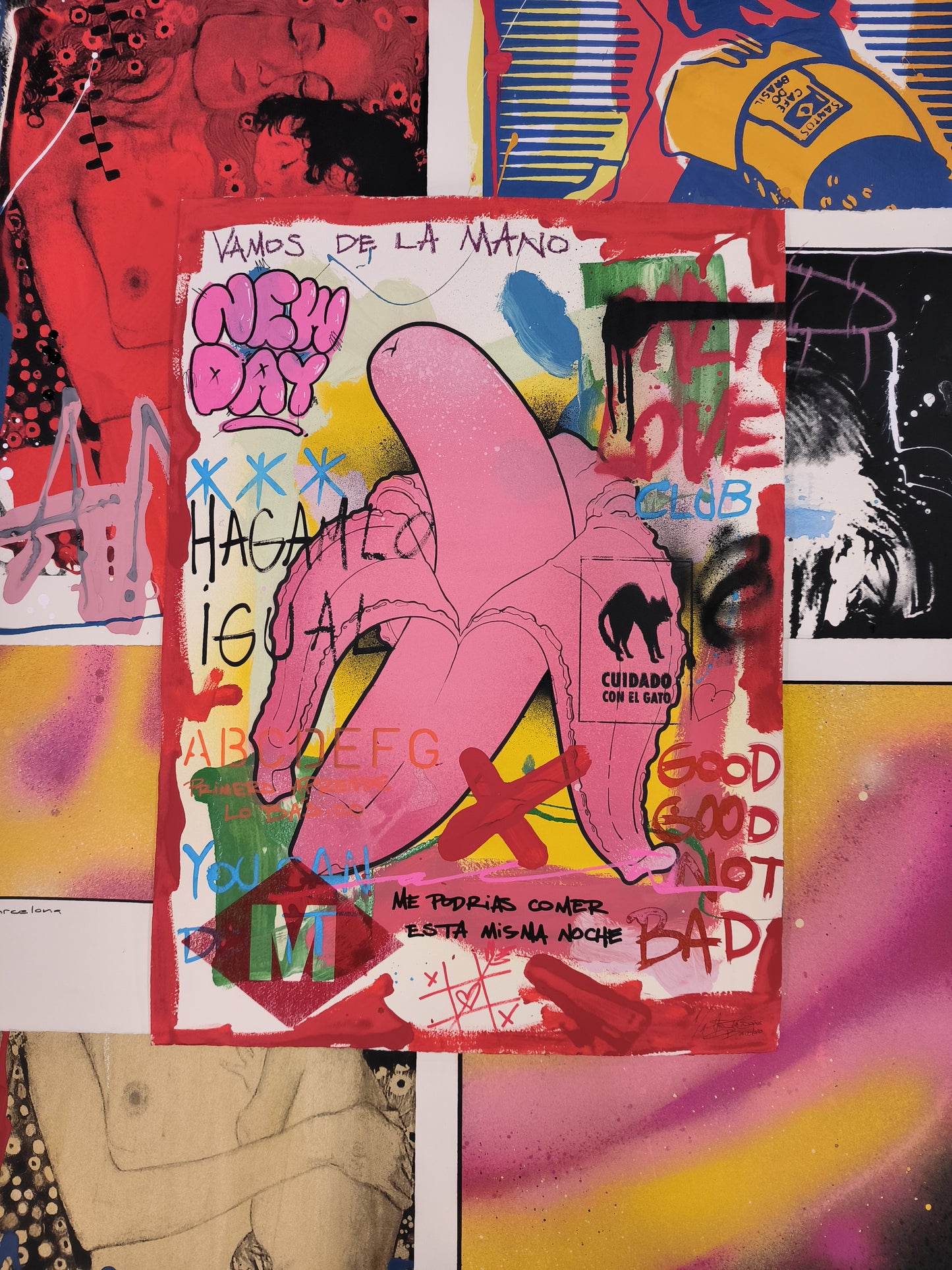 Esto no es una Banana - Print (original painting on paper) Arte urbano Barcelona