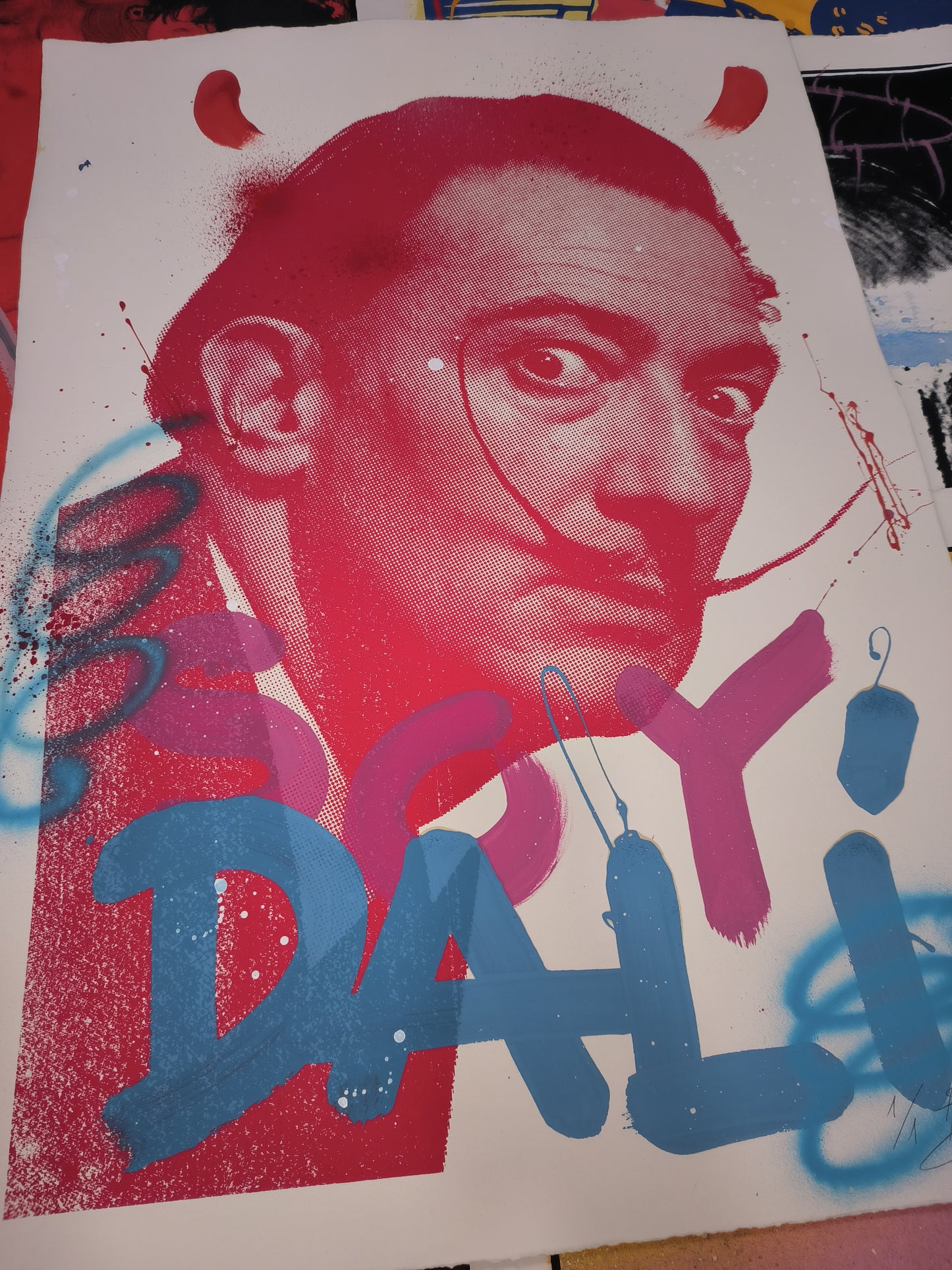 Dalí - Retrato print (original painting on paper) Arte Urbano Barcelona