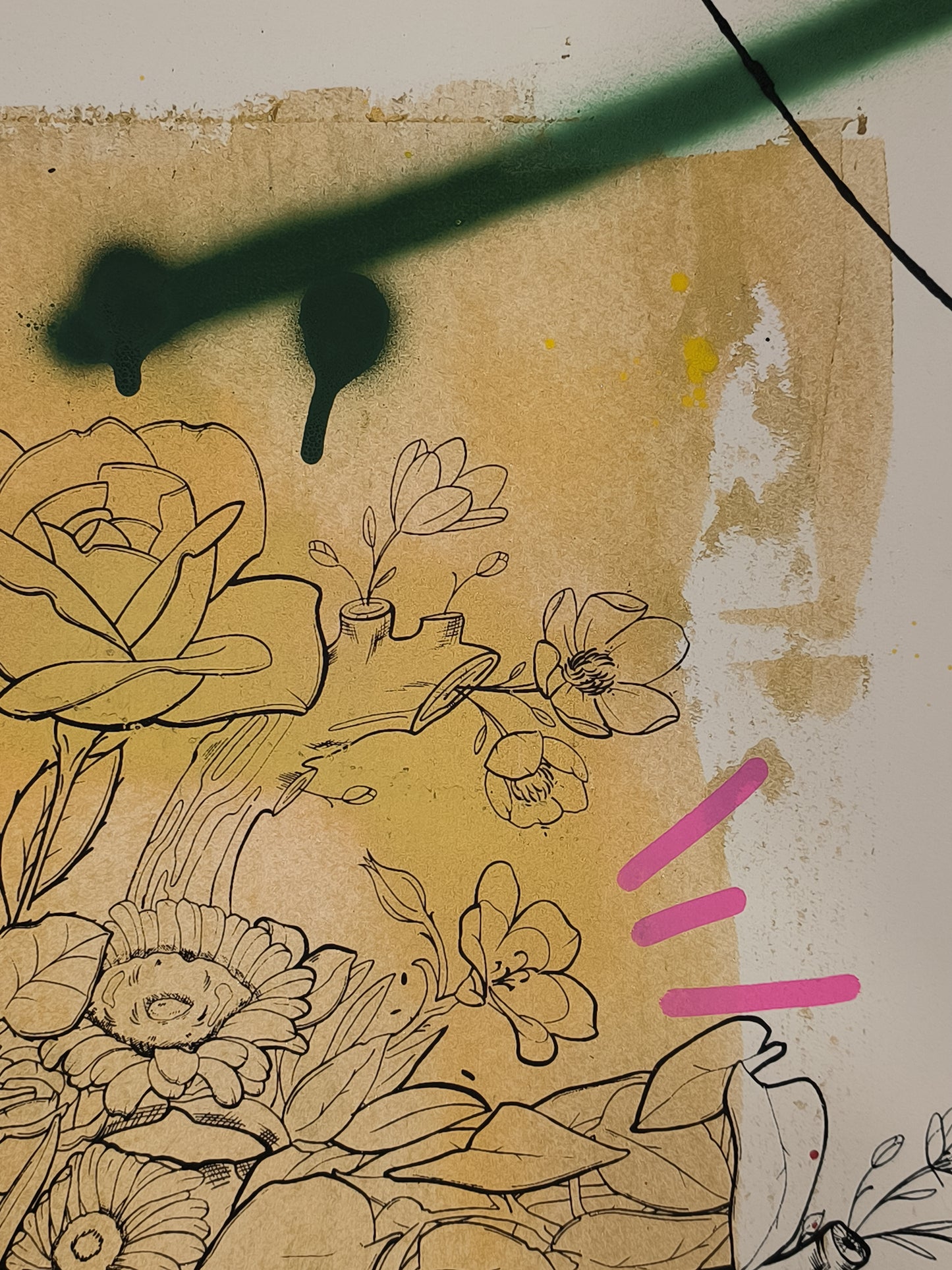 Corazón Floral - Retrato print (original painting on paper) Arte Urbano Barcelona