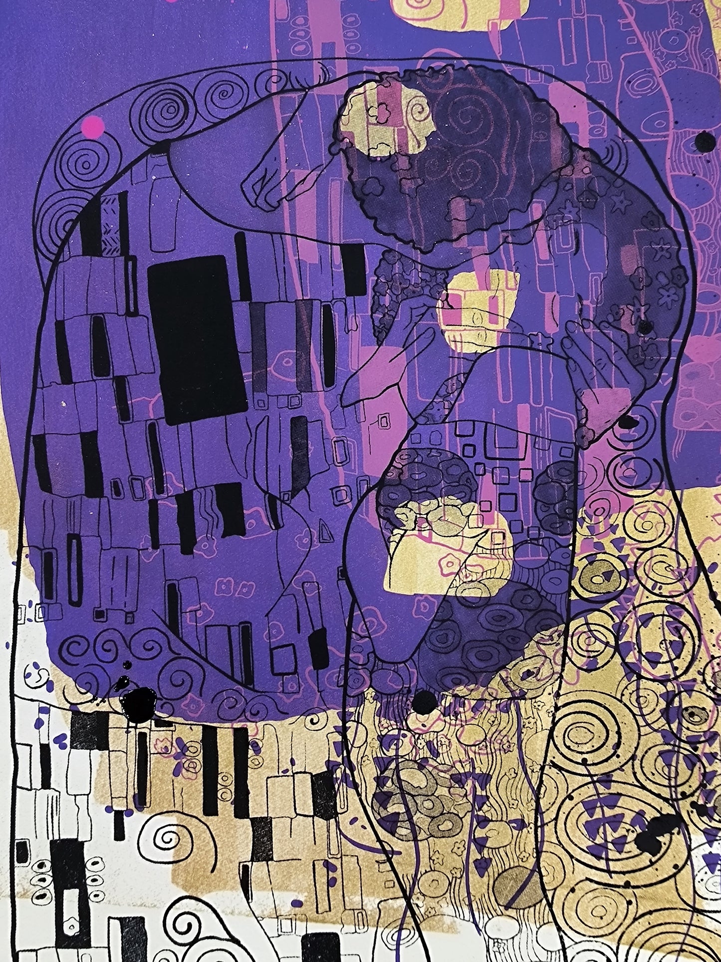 El Beso de Klimt - Retrato print (original painting on paper) Arte Urbano Barcelona