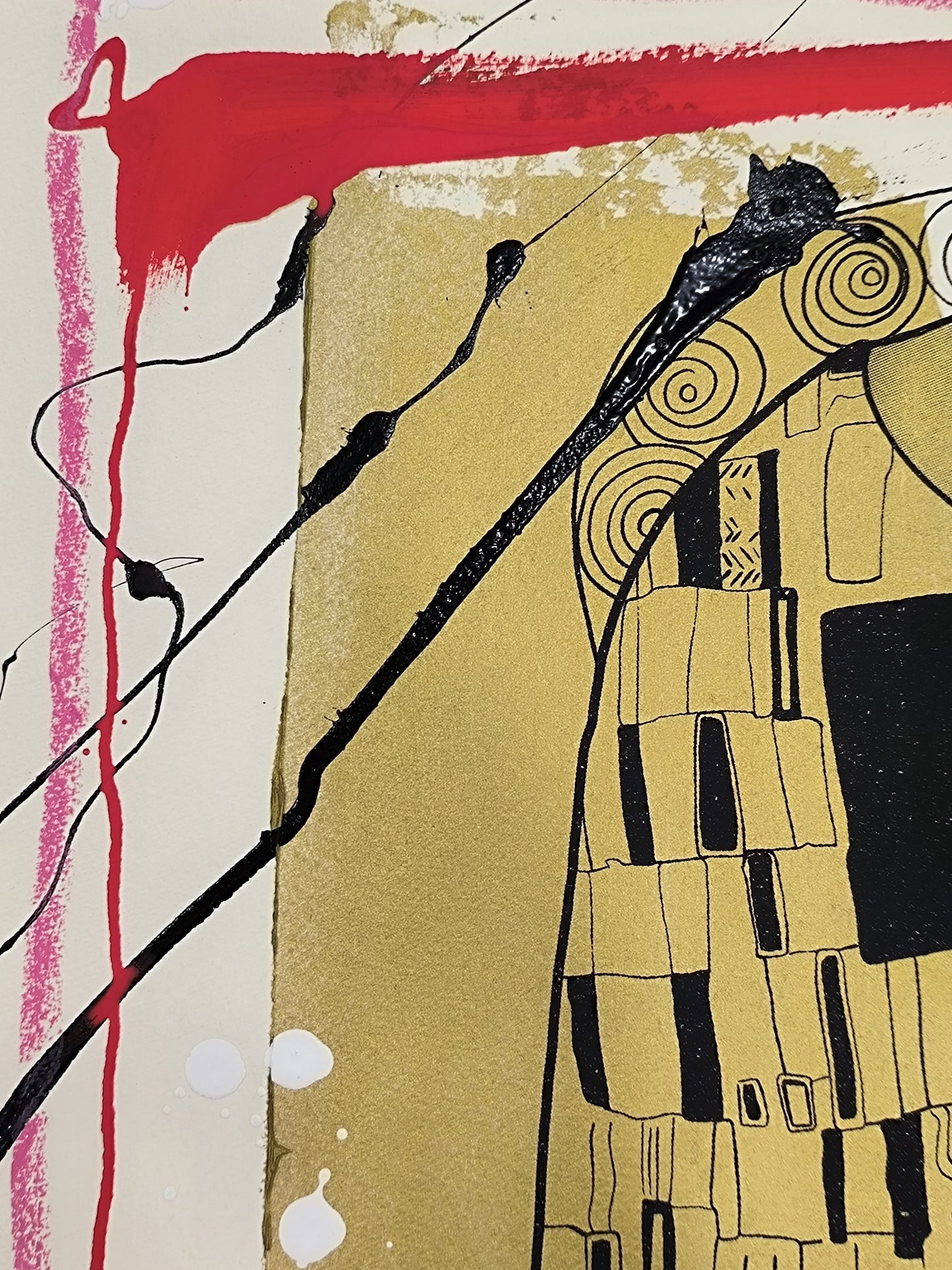 El Beso de Klimt - Retrato print (original painting on paper) Arte Urbano Barcelona
