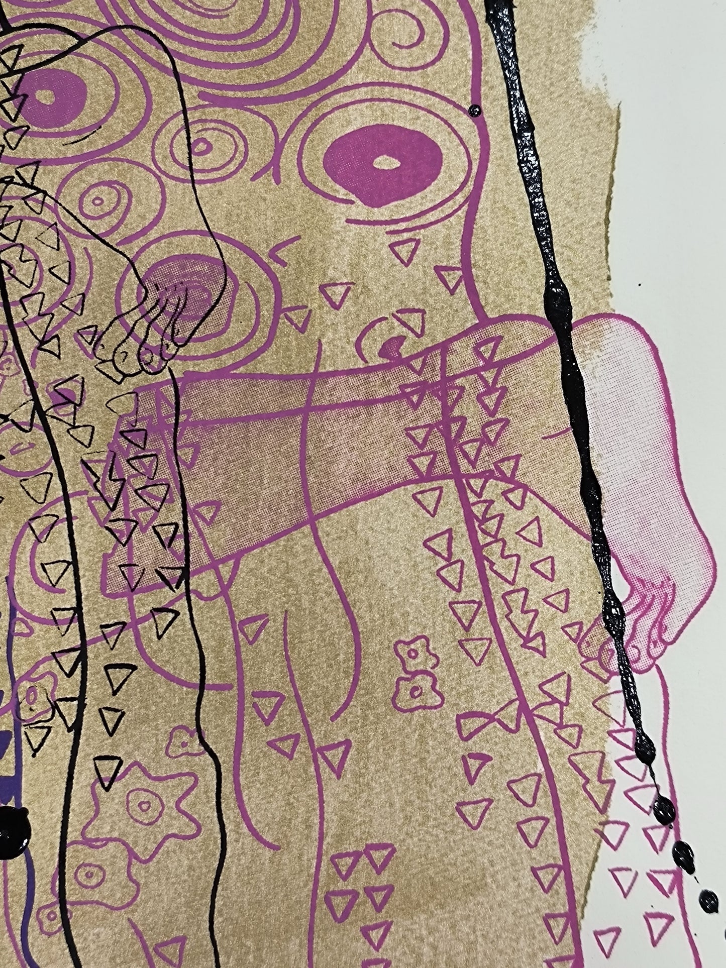 El Beso de Klimt - Retrato print (original painting on paper) Arte Urbano Barcelona