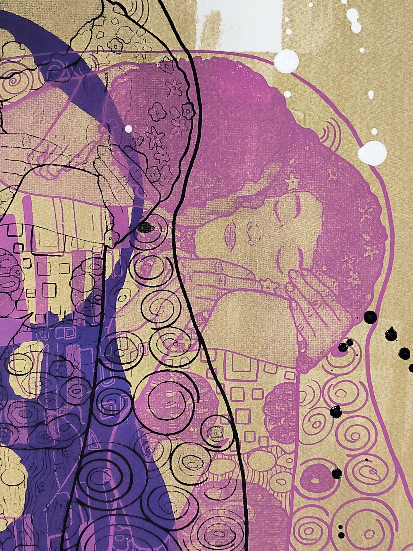 El Beso de Klimt - Retrato print (original painting on paper) Arte Urbano Barcelona