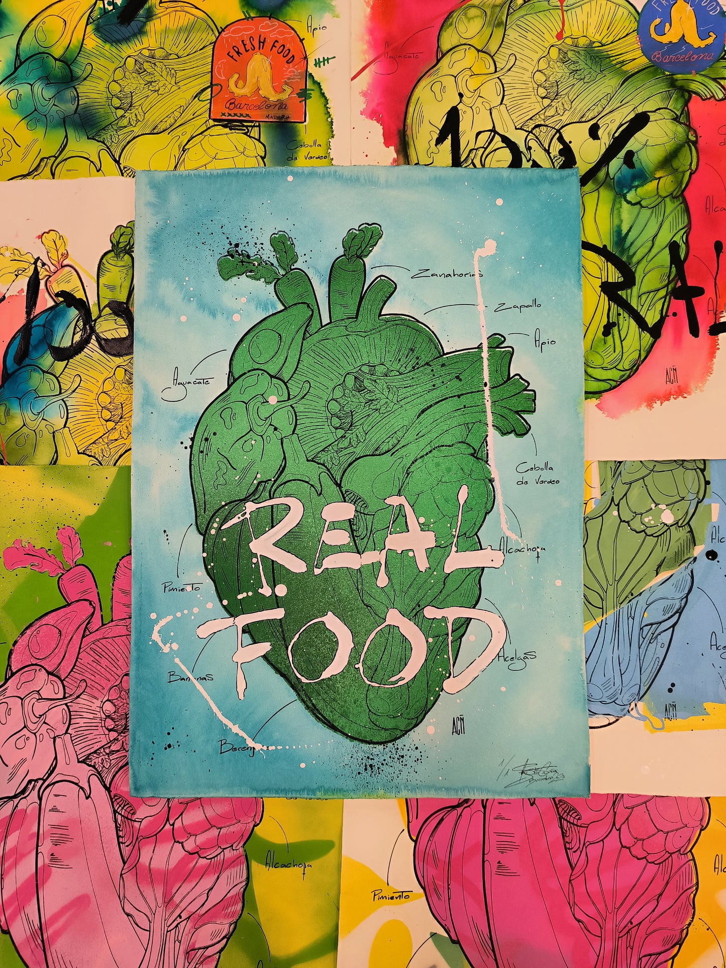 Corazon Vegetal: Amor Natural - Retrato print (original painting on paper) - Arte Urbano Contemporaneo