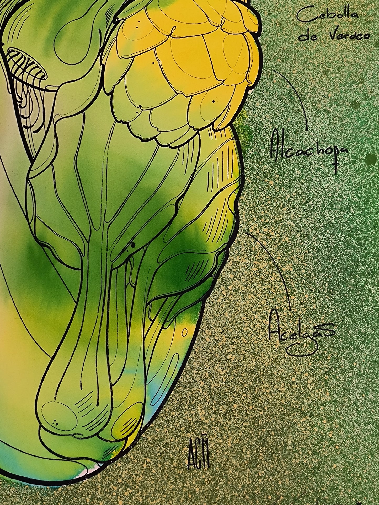 Corazon Vegetal - Retrato print (original painting on paper) Arte Urbano Contemporaneo Barcelona