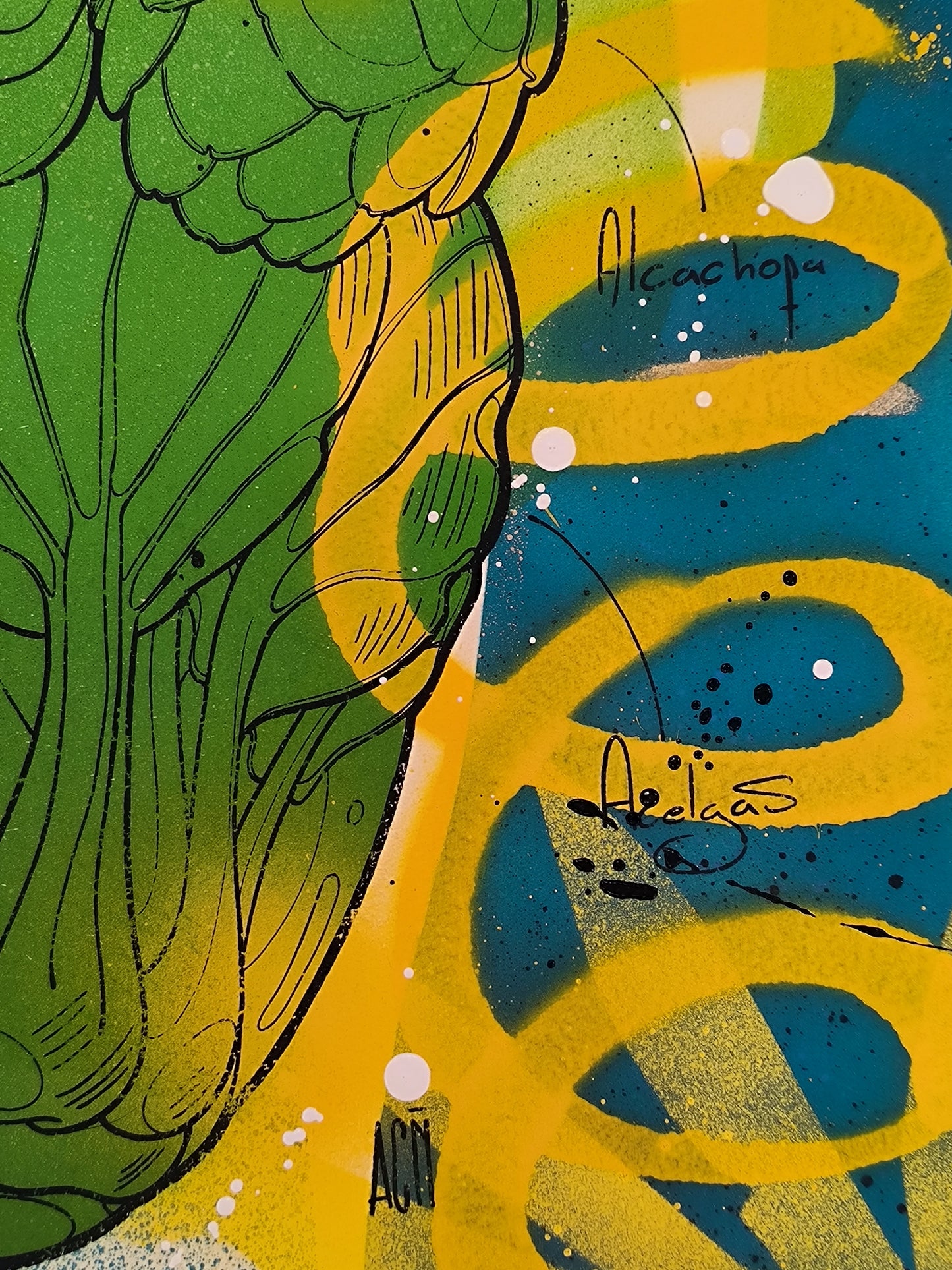 Corazon Vegetal - Retrato print (original painting on paper) Arte Urbano Contemporaneo Barcelona