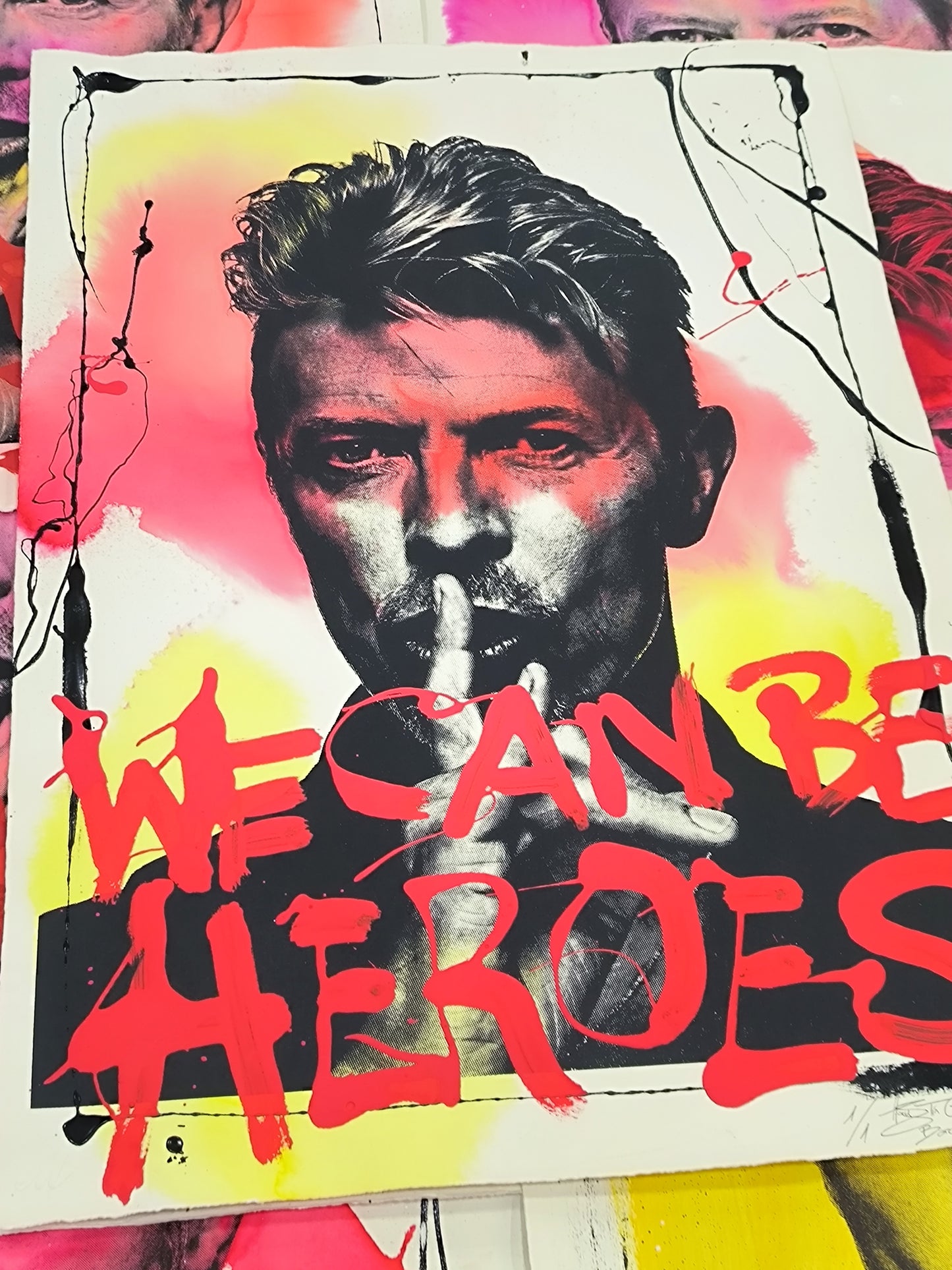 David Bowie - Retrato print (original painting on paper) Arte Urbano Barcelona