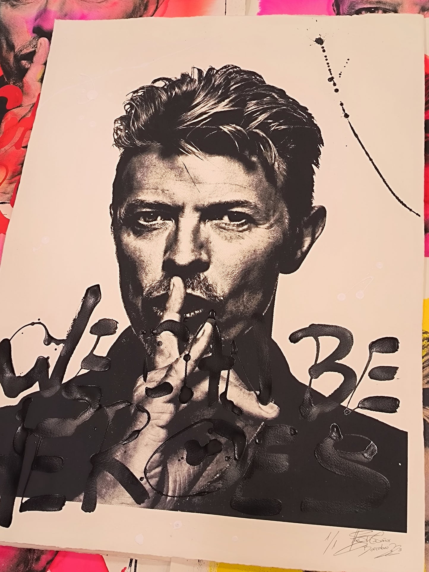 David Bowie - Retrato print (original painting on paper) Arte Urbano Barcelona