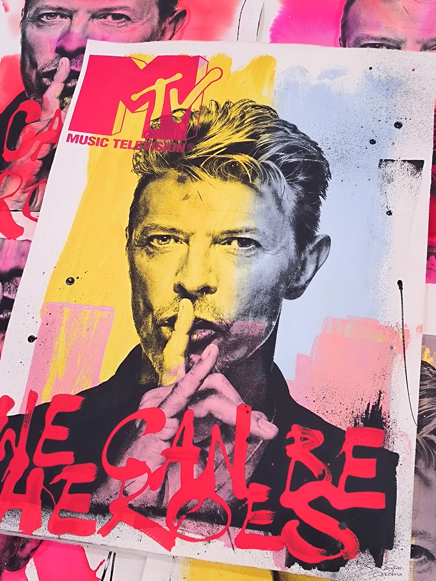 David Bowie - Retrato print (original painting on paper) Arte Urbano Barcelona