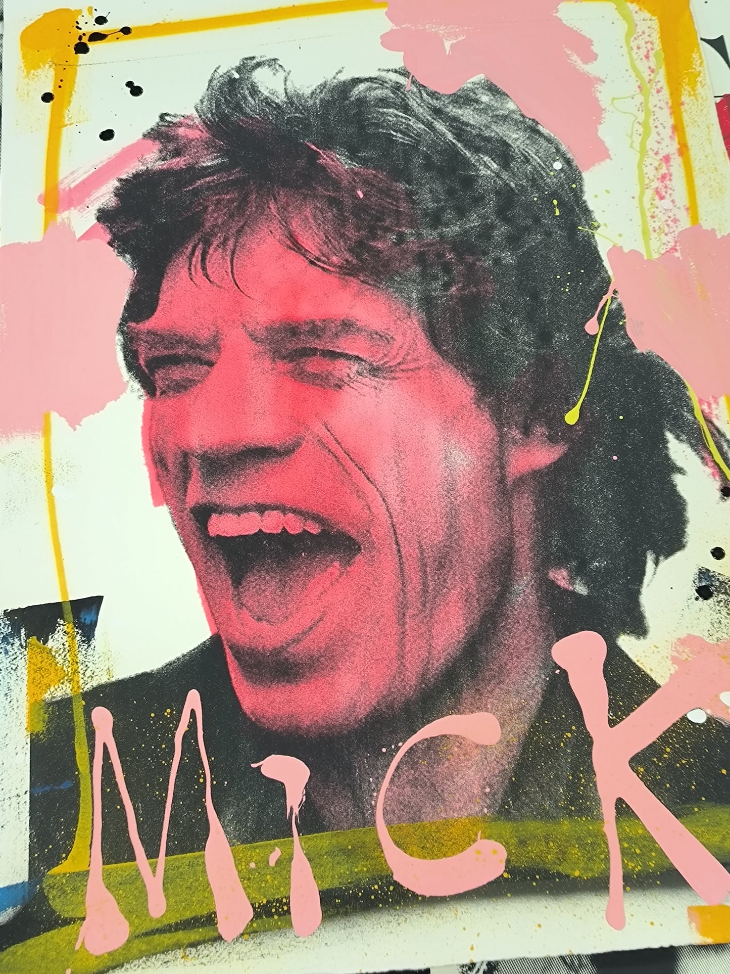 Mick Jagger, The Rolling Stones - Retrato print (original painting on paper) Arte Urbano Barcelona