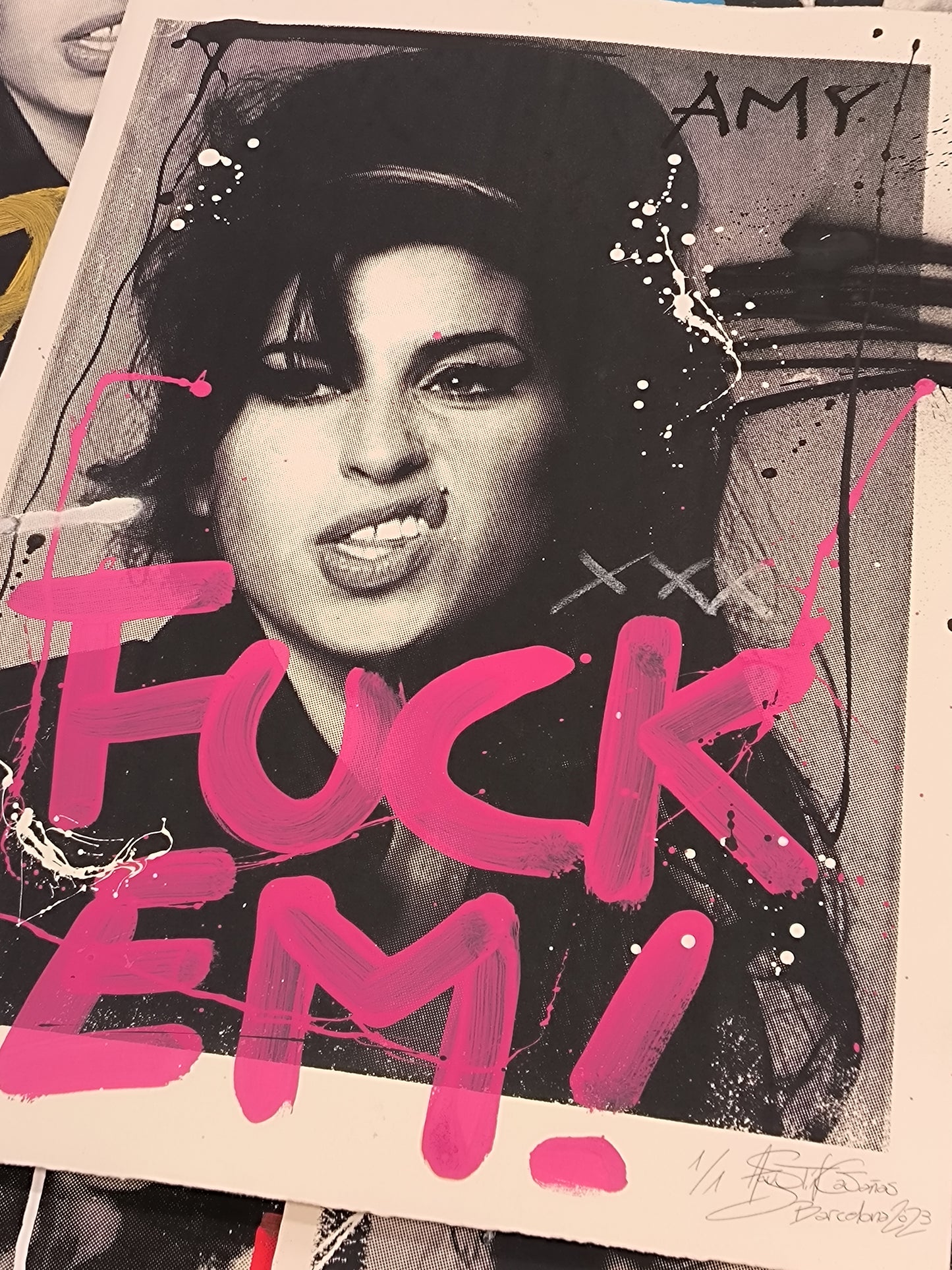 Amy Winehouse - Retrato Print (Original painting on paper) Arte Urbano Contemporaneo Barcelona