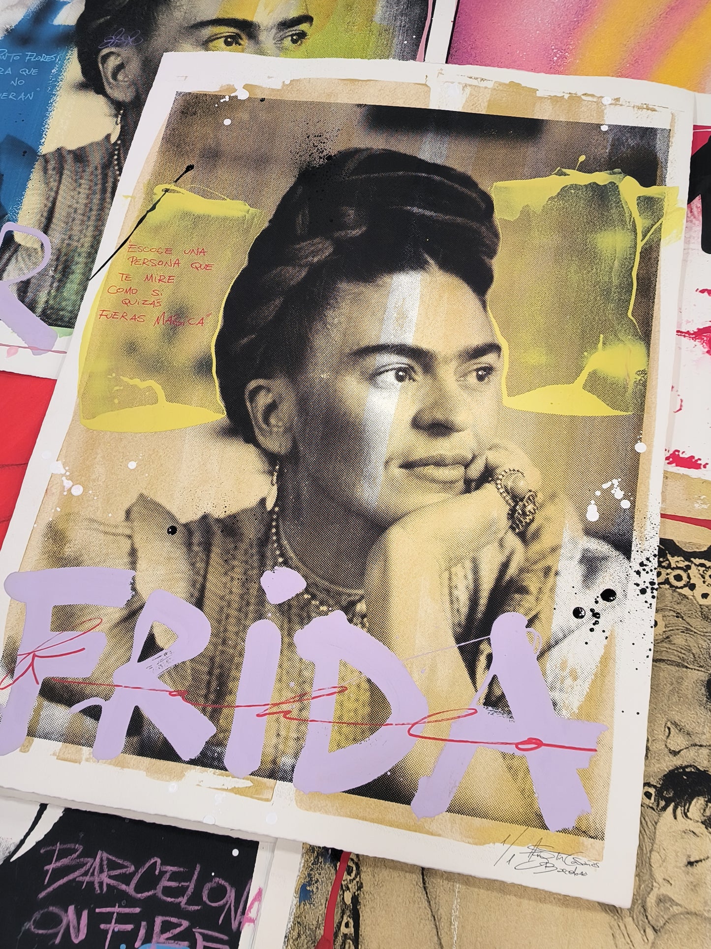 Frida Kahlo - Retrato print (Original painting on paper) Arte Urbano Barcelona