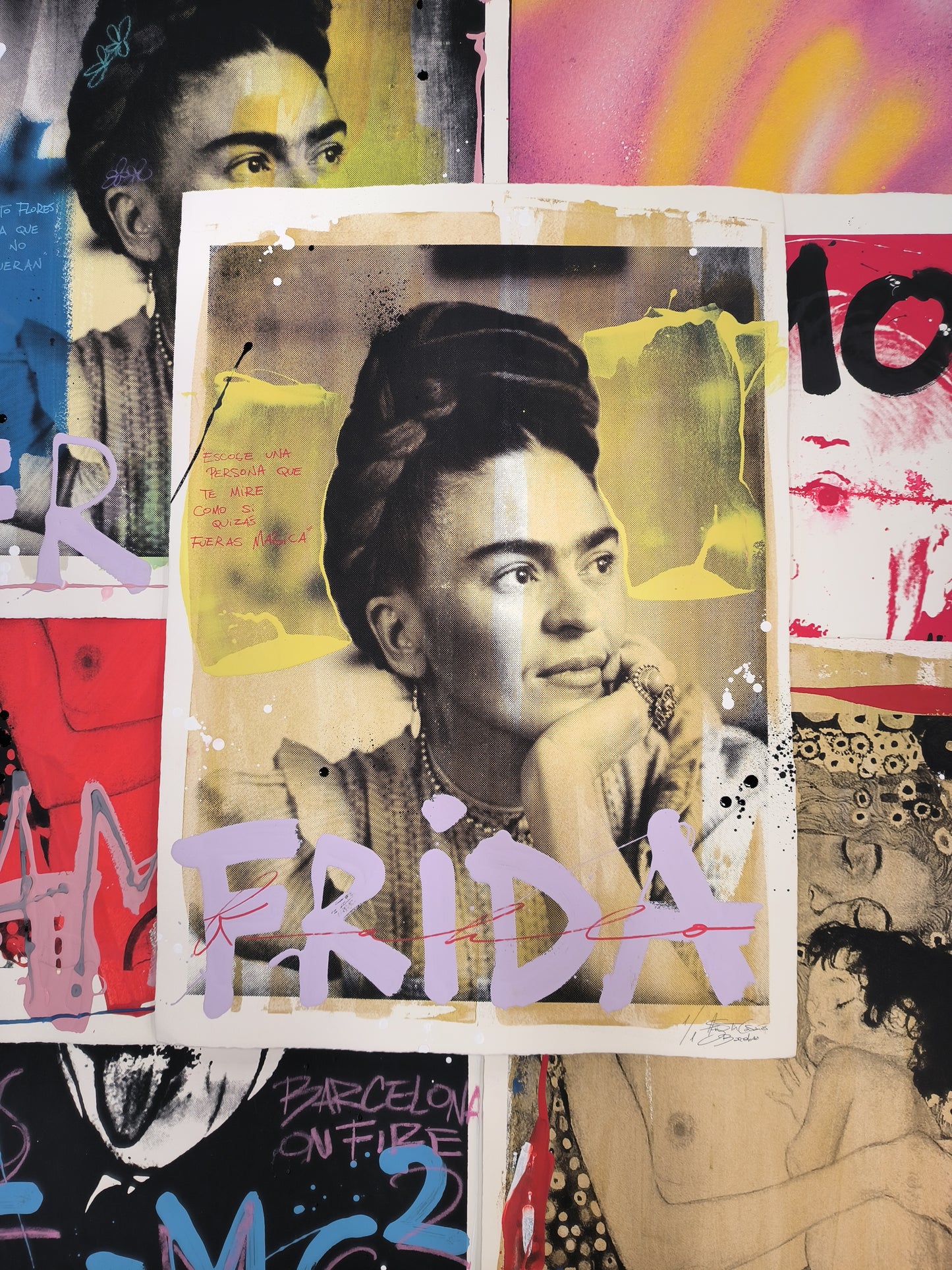 Frida Kahlo - Retrato print (Original painting on paper) Arte Urbano Barcelona