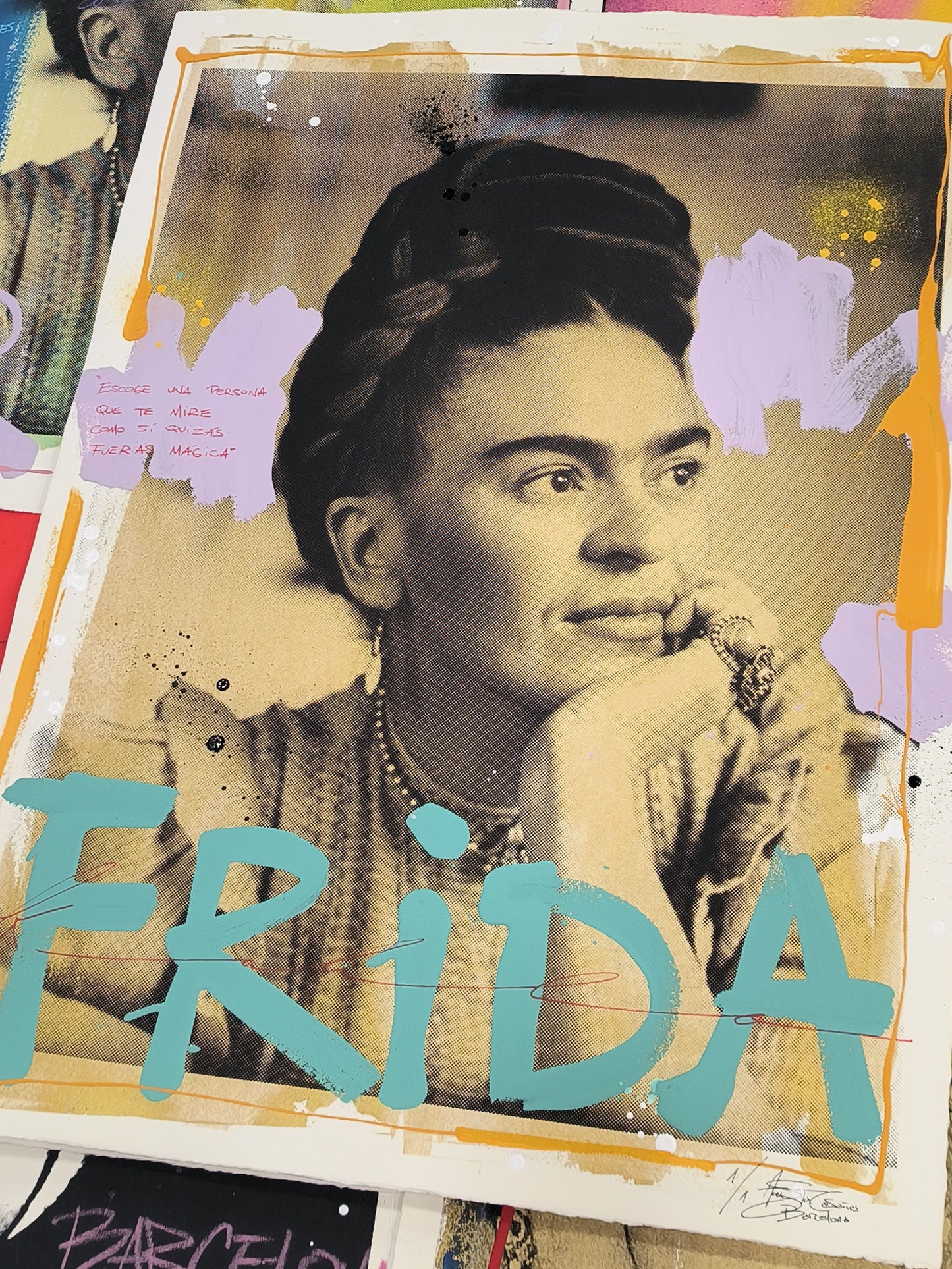 Frida Kahlo - Retrato print (Original painting on paper) Arte Urbano Barcelona