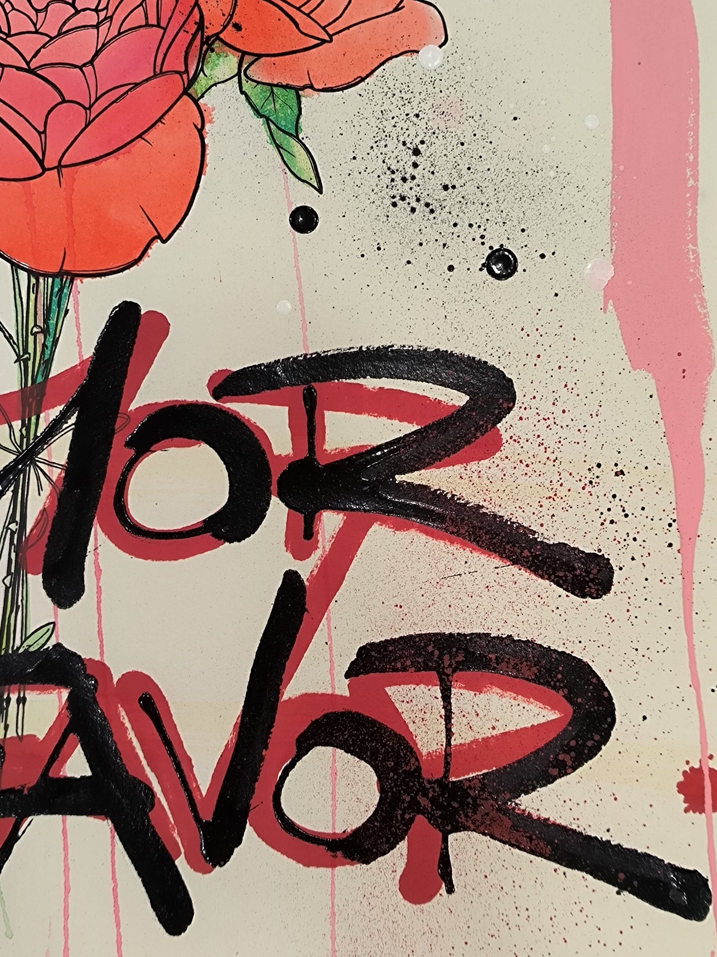 Rosas, Mas Amor Por Favor - Arte Urbano Barcelona. Retrato print (original painting on paper)