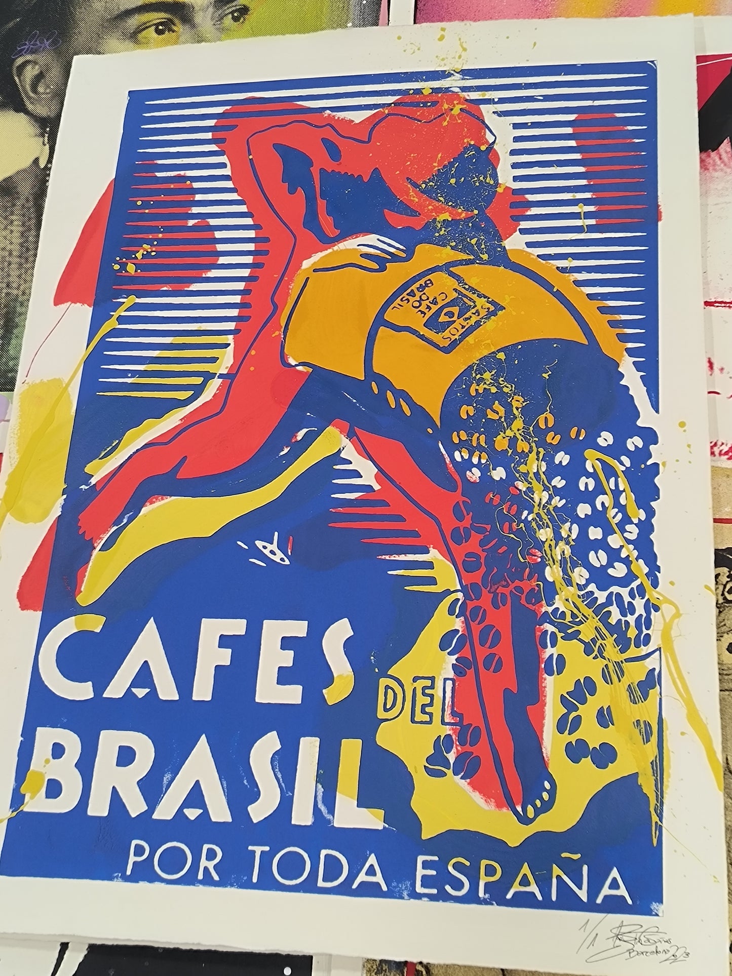 Cafes do Brasil - Retrato print (original painting on paper) Arte Urbano Barcelona