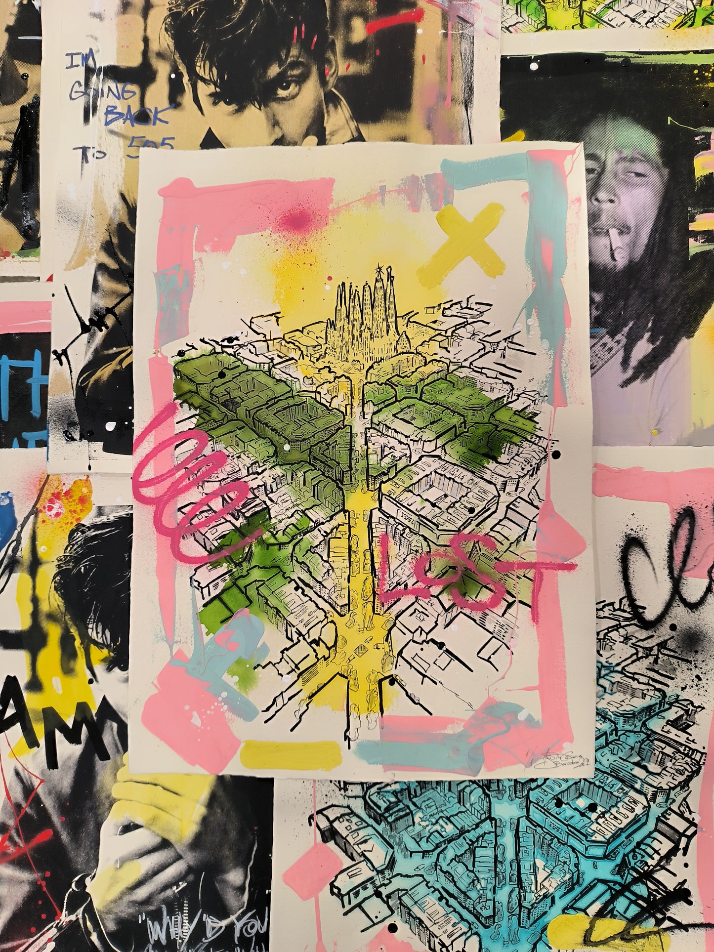 L'Eixample: Un viaje por la Barcelona de Gaudí - Retrato print (original painting on paper) Arte Urbano Barcelona
