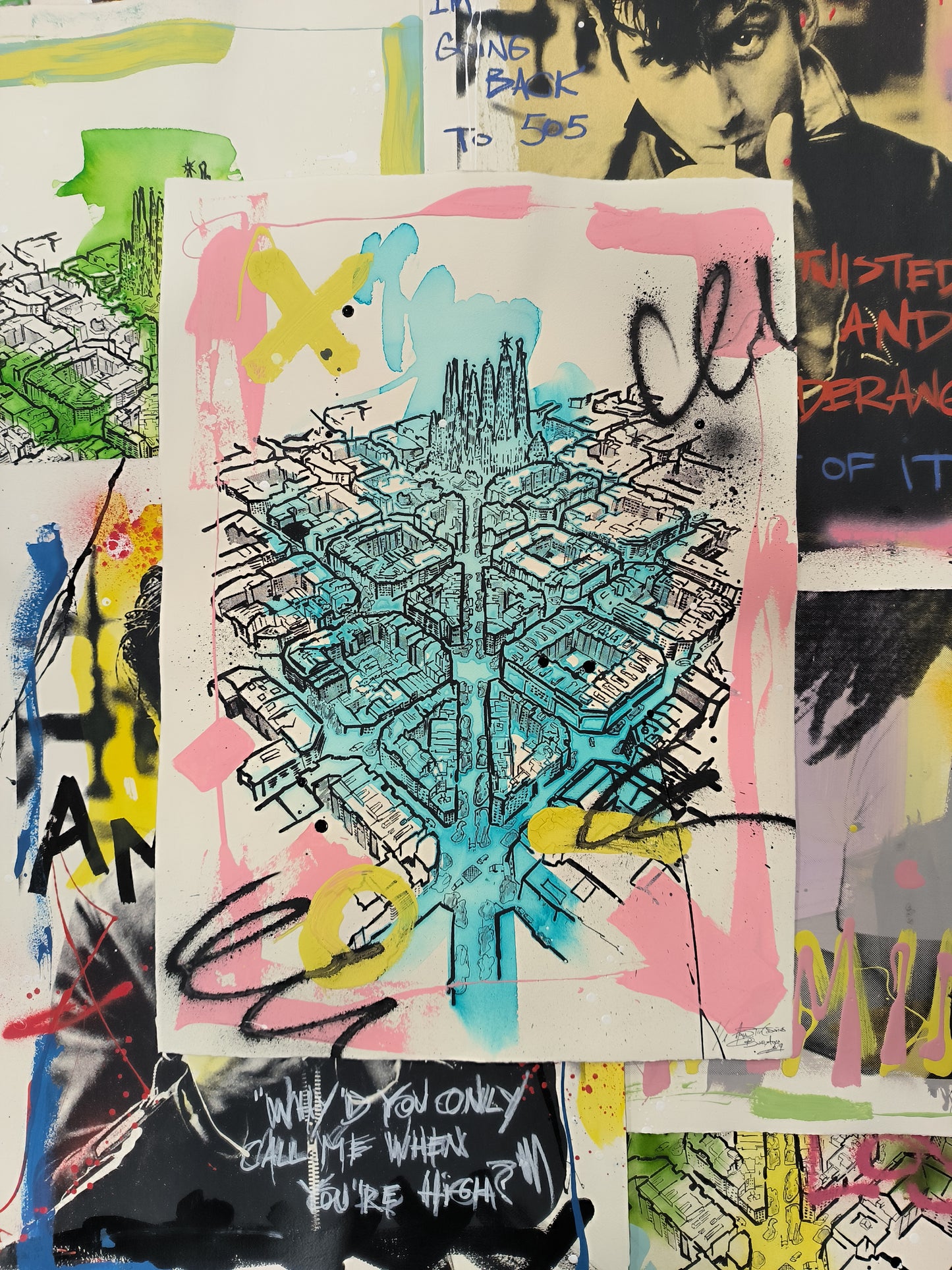 L'Eixample: Un viaje por la Barcelona de Gaudí - Retrato print (original painting on paper) Arte Urbano Barcelona