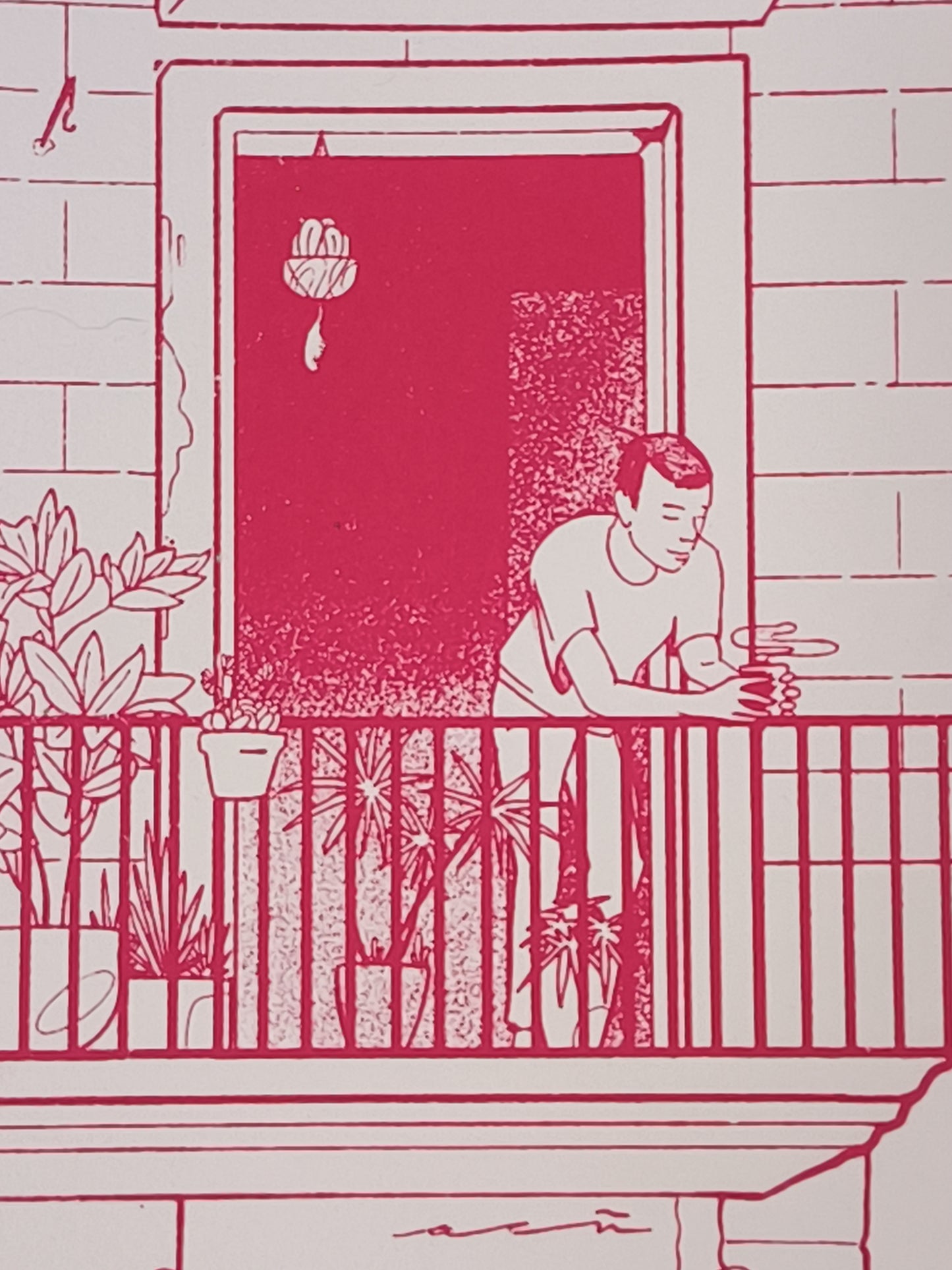 Balcones del Born - Retrato print (Original painting on paper) Arte Urbano Barcelona