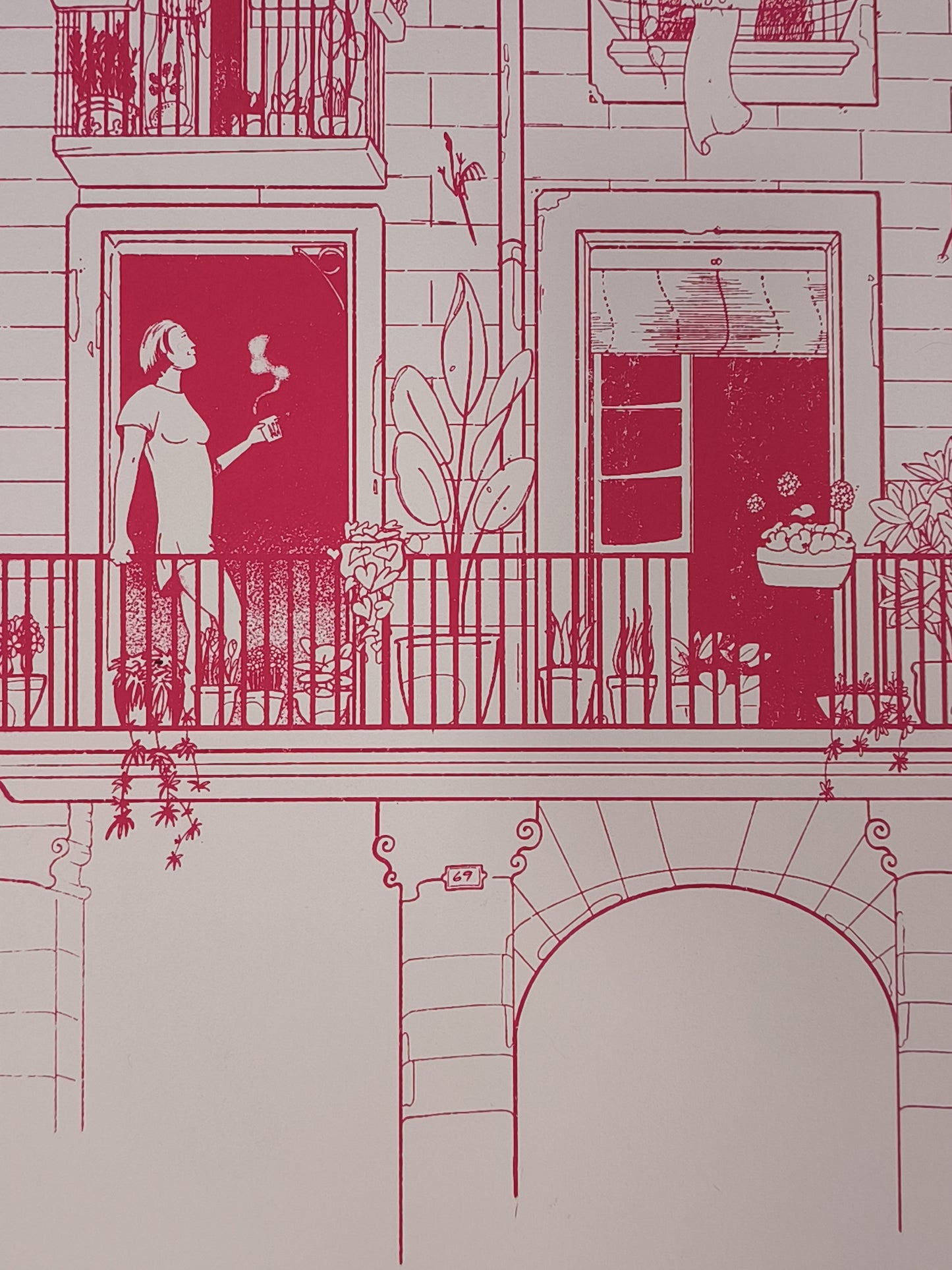 Balcones del Born - Retrato print (Original painting on paper) Arte Urbano Barcelona