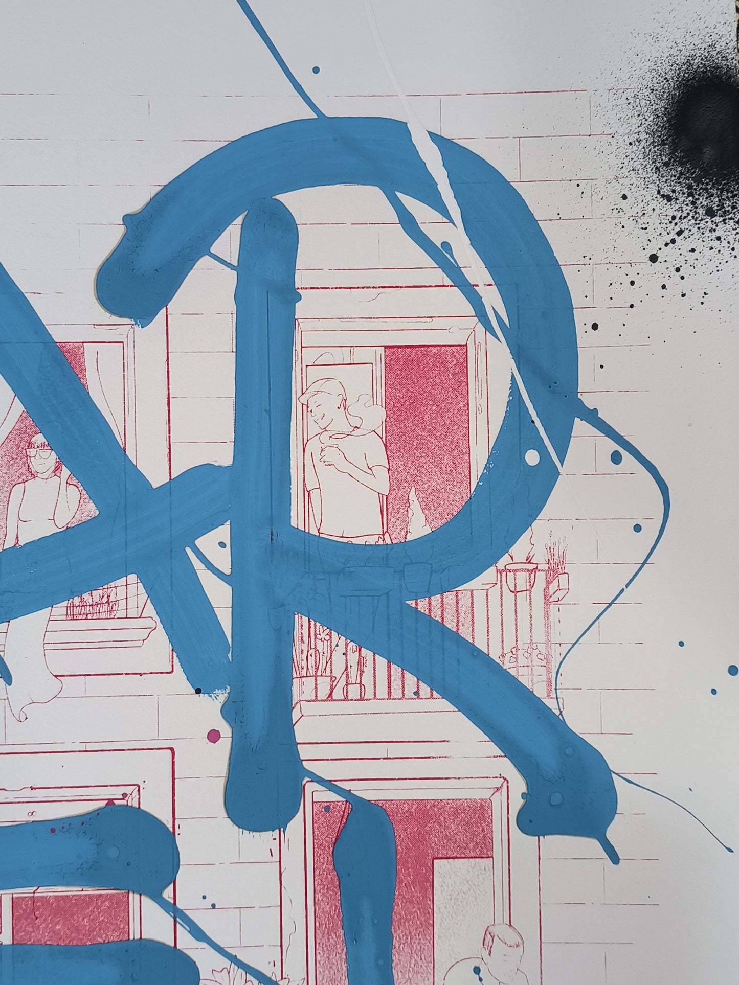 Balcones del Born - Retrato print (Original painting on paper) Arte Urbano Barcelona