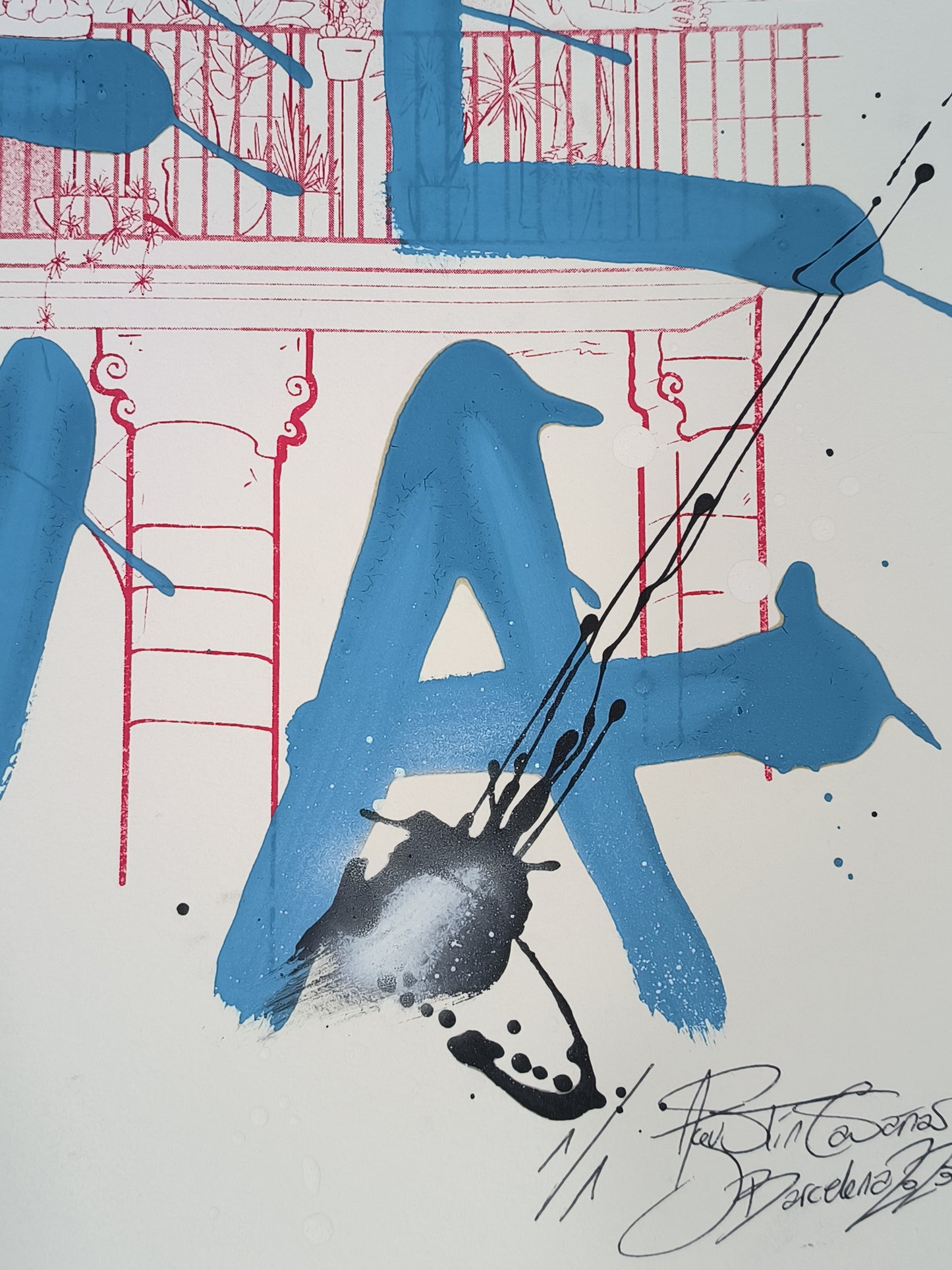 Balcones del Born - Retrato print (Original painting on paper) Arte Urbano Barcelona
