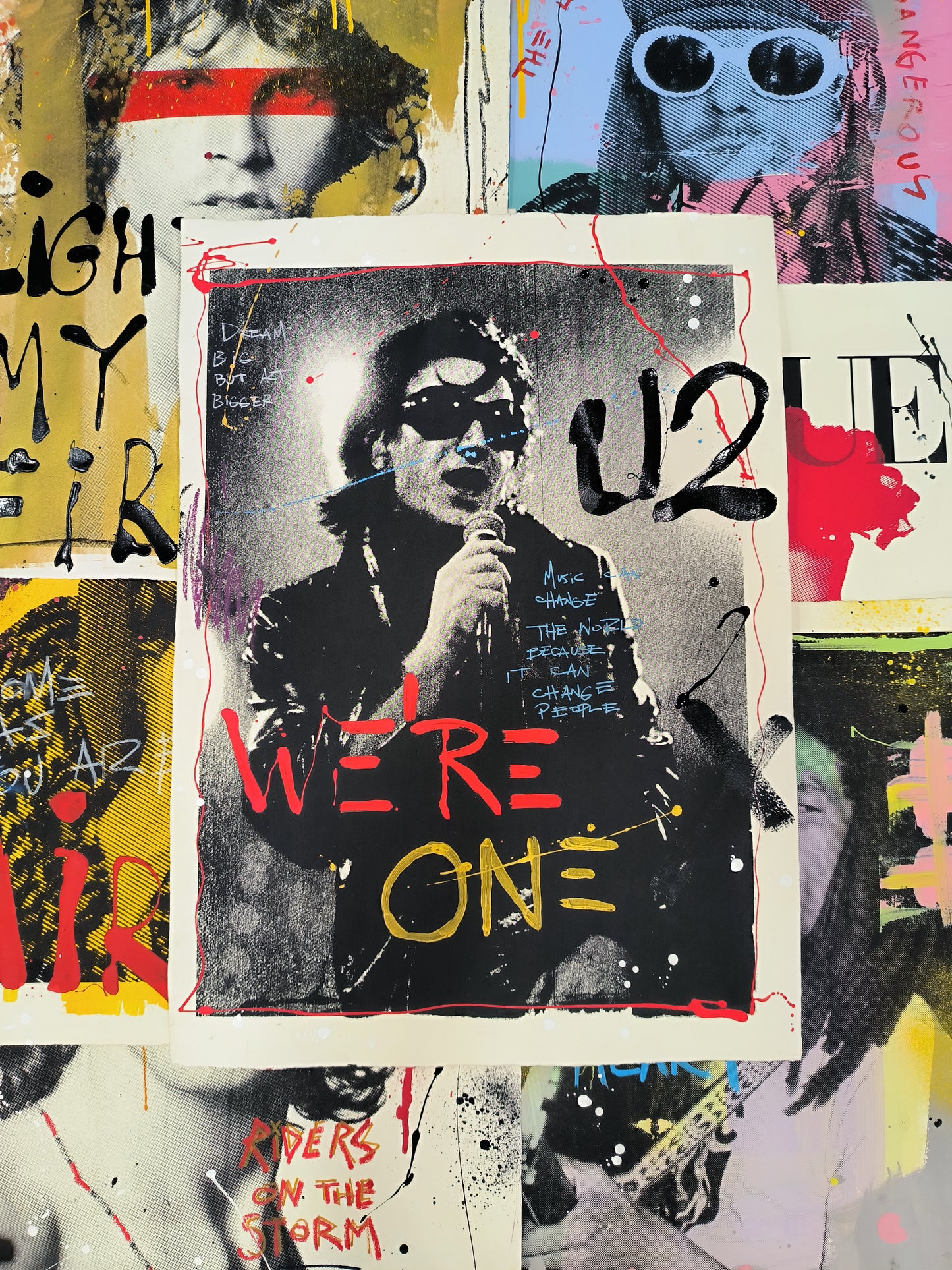 Bono - Retrato print (original painting on paper) Arte Urbano Barcelona