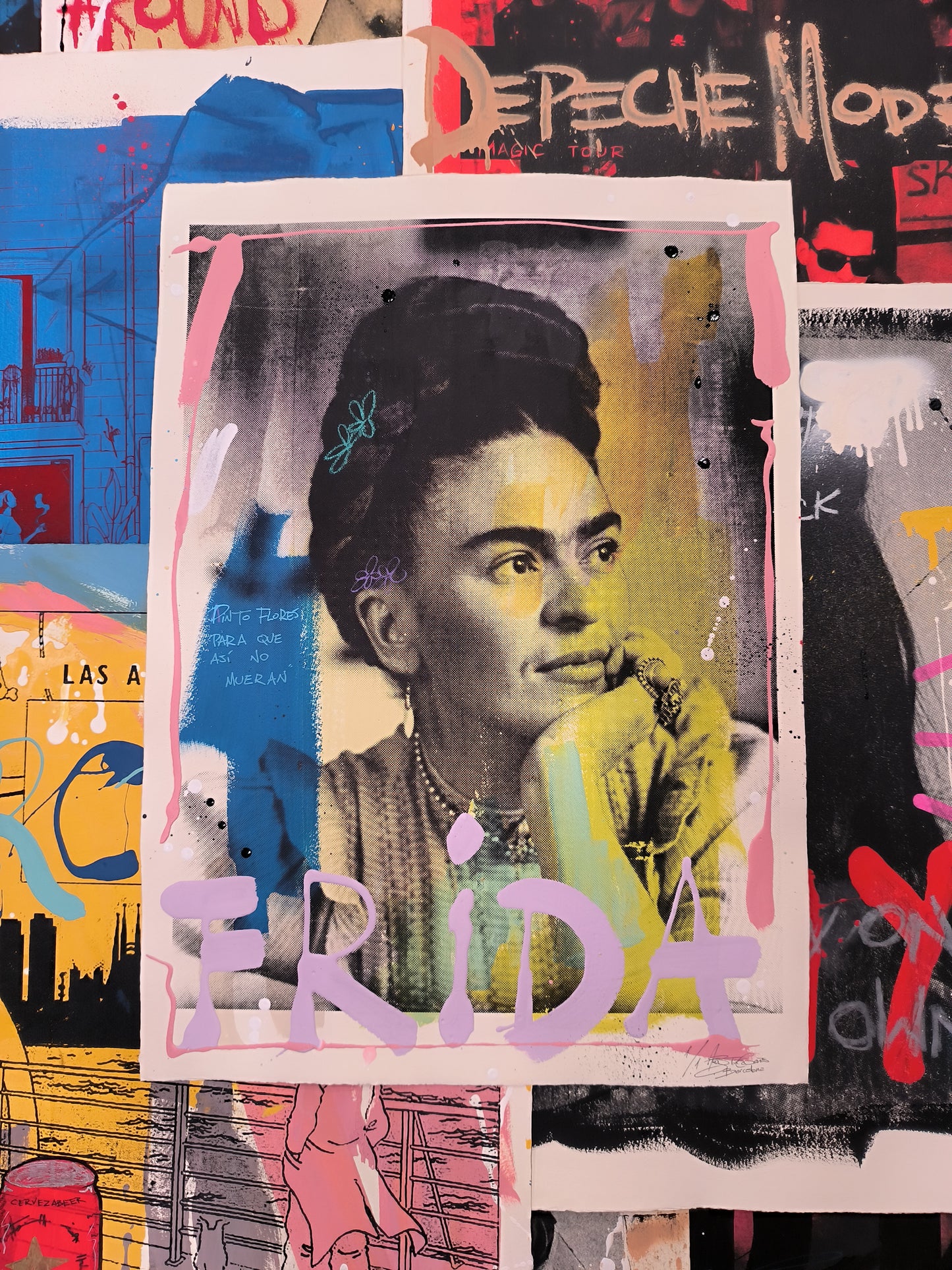 Frida Kahlo - Retrato print (Original painting on paper) Arte Urbano Barcelona