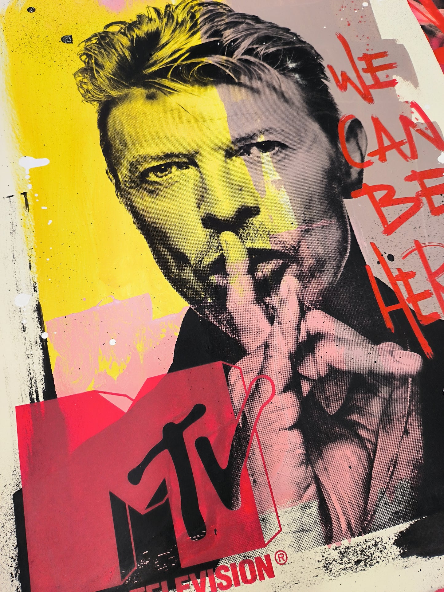 David Bowie - Retrato print (original painting on paper) Arte Urbano Barcelona