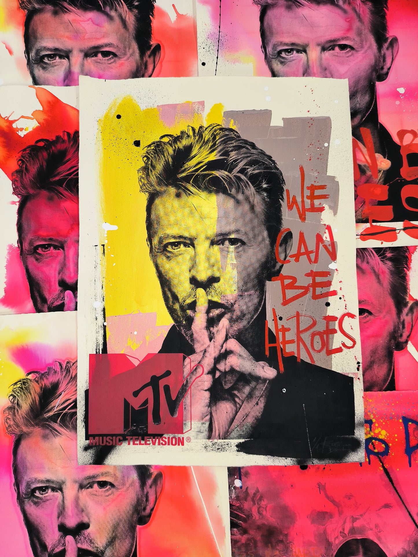 David Bowie - Retrato print (original painting on paper) Arte Urbano Barcelona