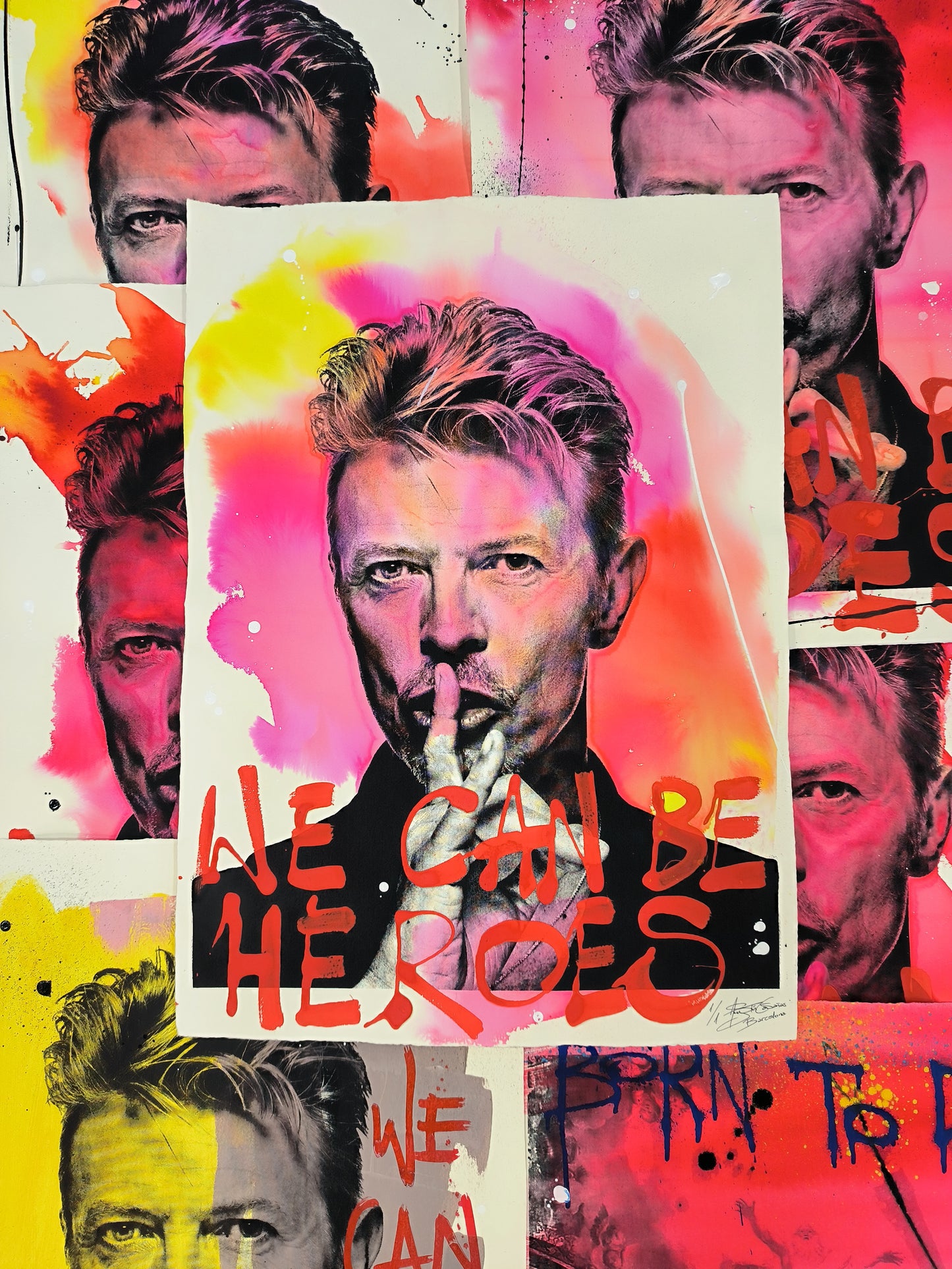 David Bowie - Retrato print (original painting on paper) Arte Urbano Barcelona