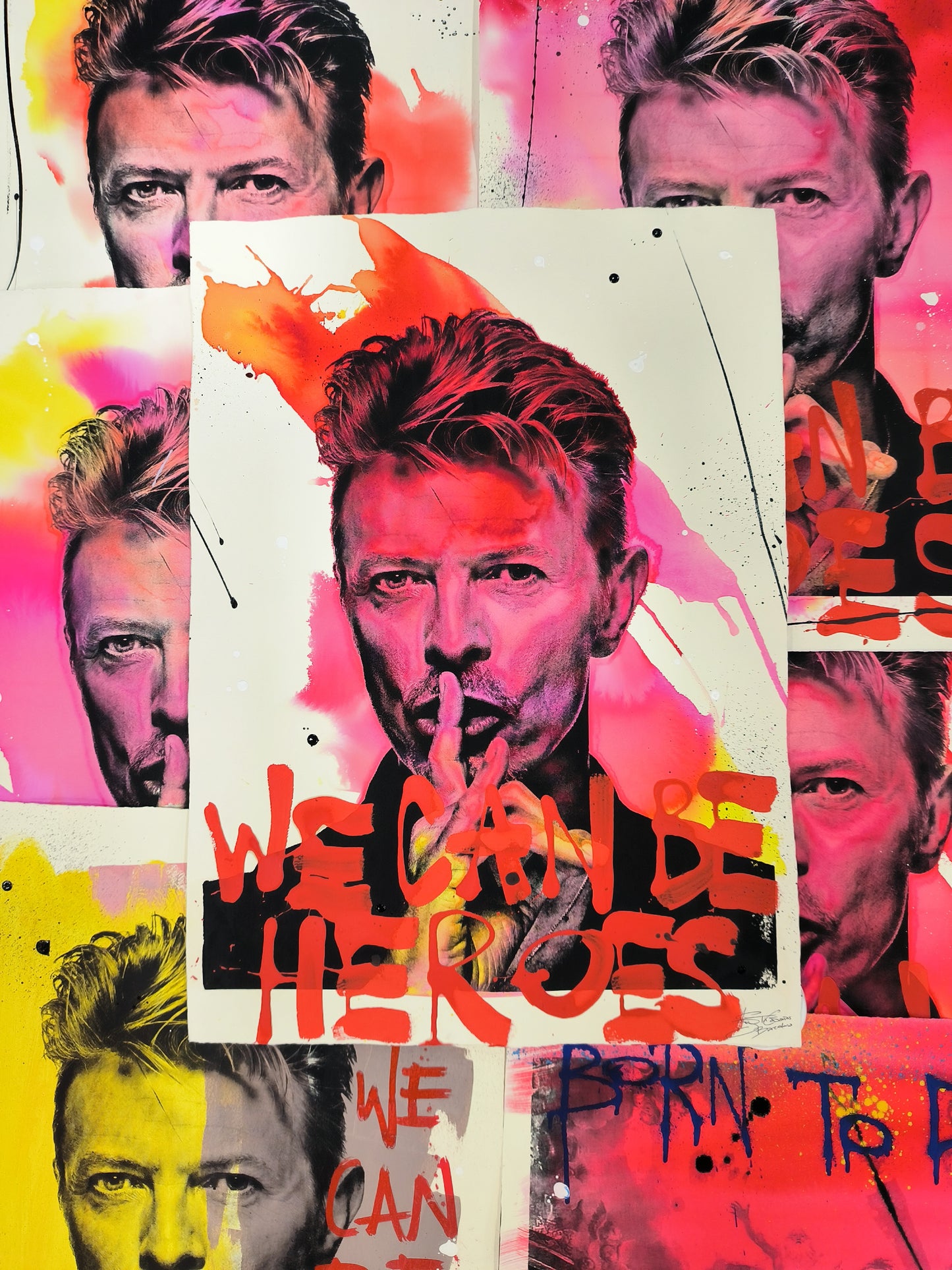 David Bowie - Retrato print (original painting on paper) Arte Urbano Barcelona