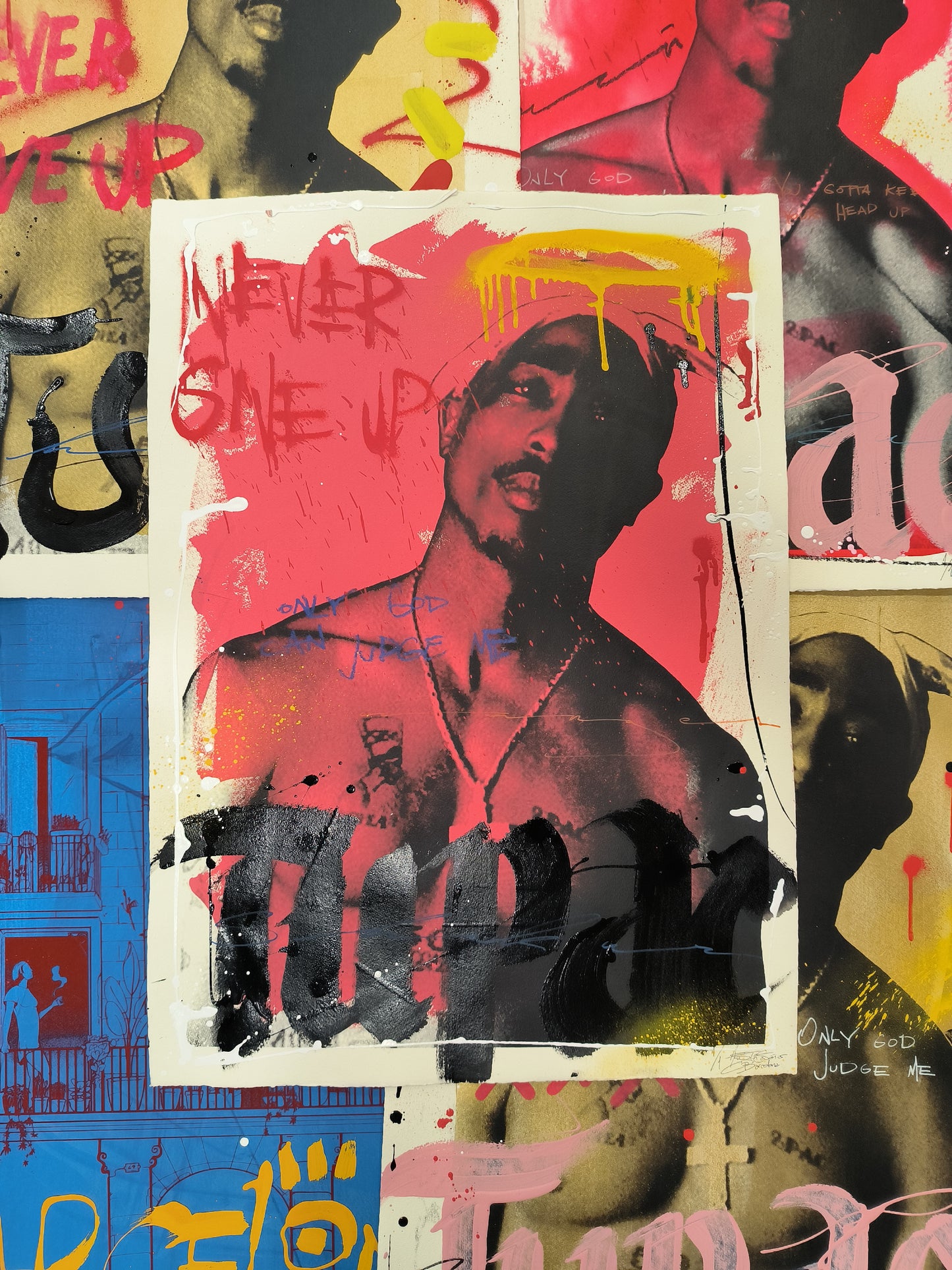 Tupac - Retrato print (Original painting on paper) Arte Urbano Barcelona