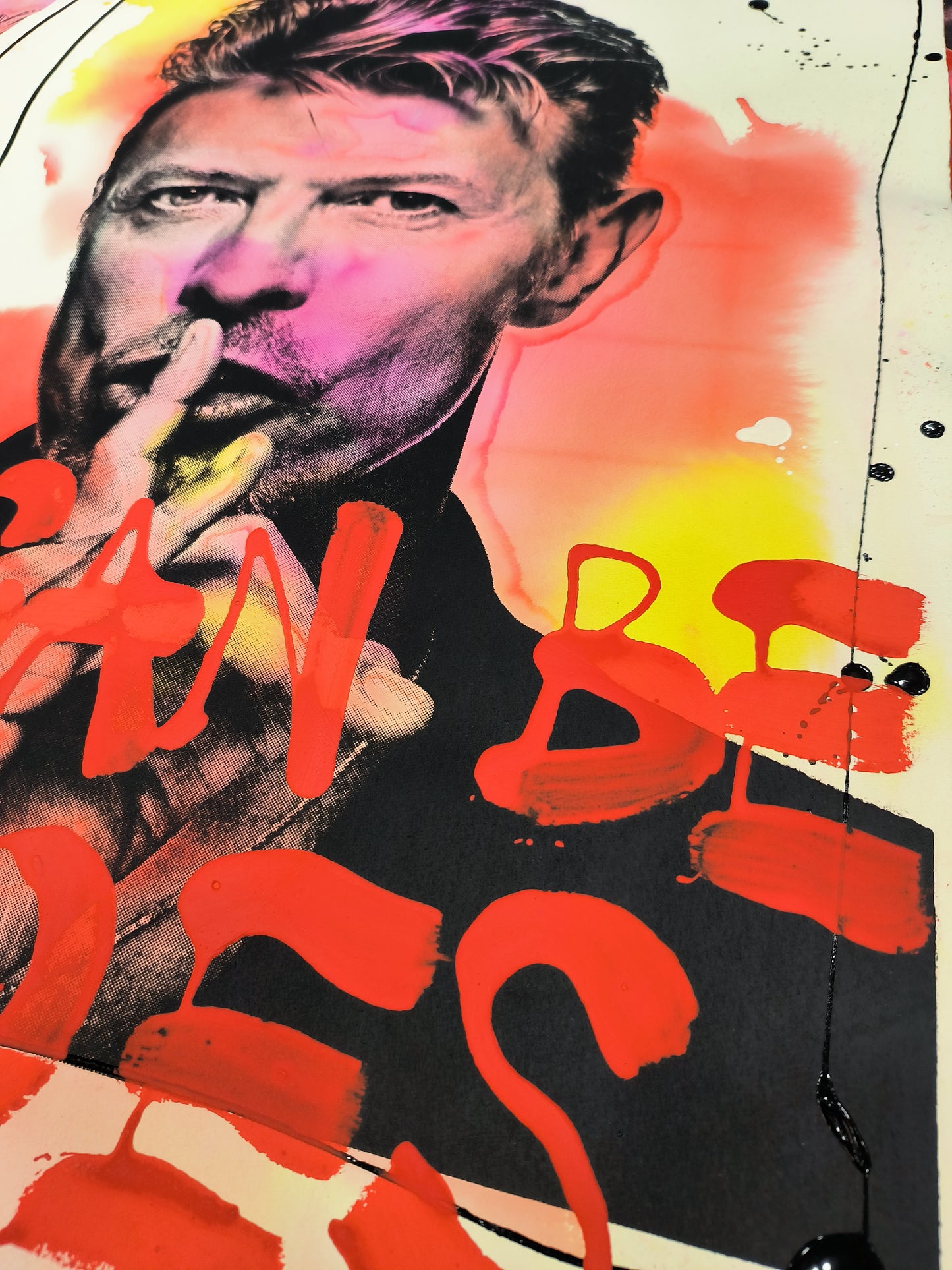 David Bowie - Retrato print (original painting on paper) Arte Urbano Barcelona