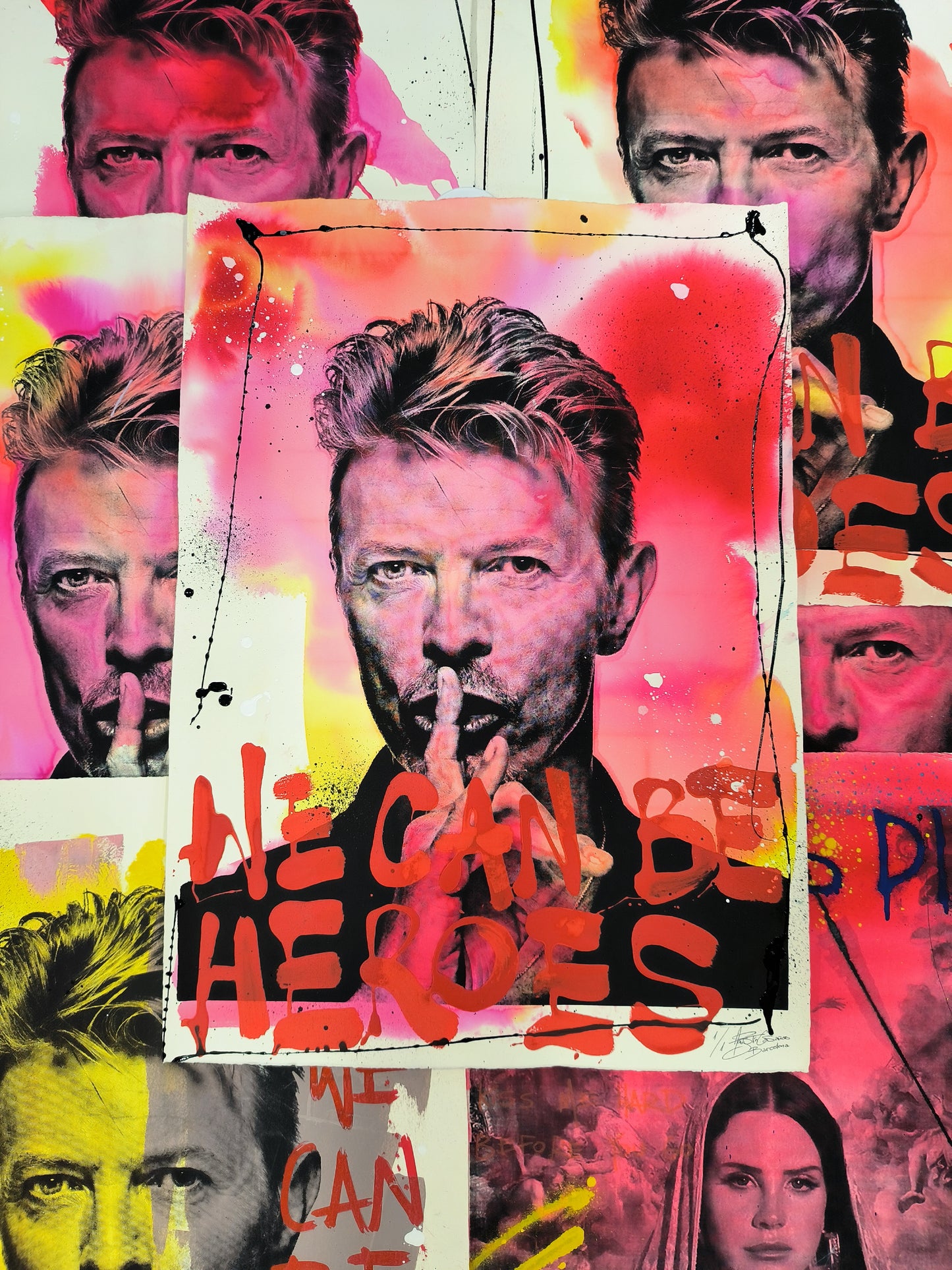 David Bowie - Retrato print (original painting on paper) Arte Urbano Barcelona
