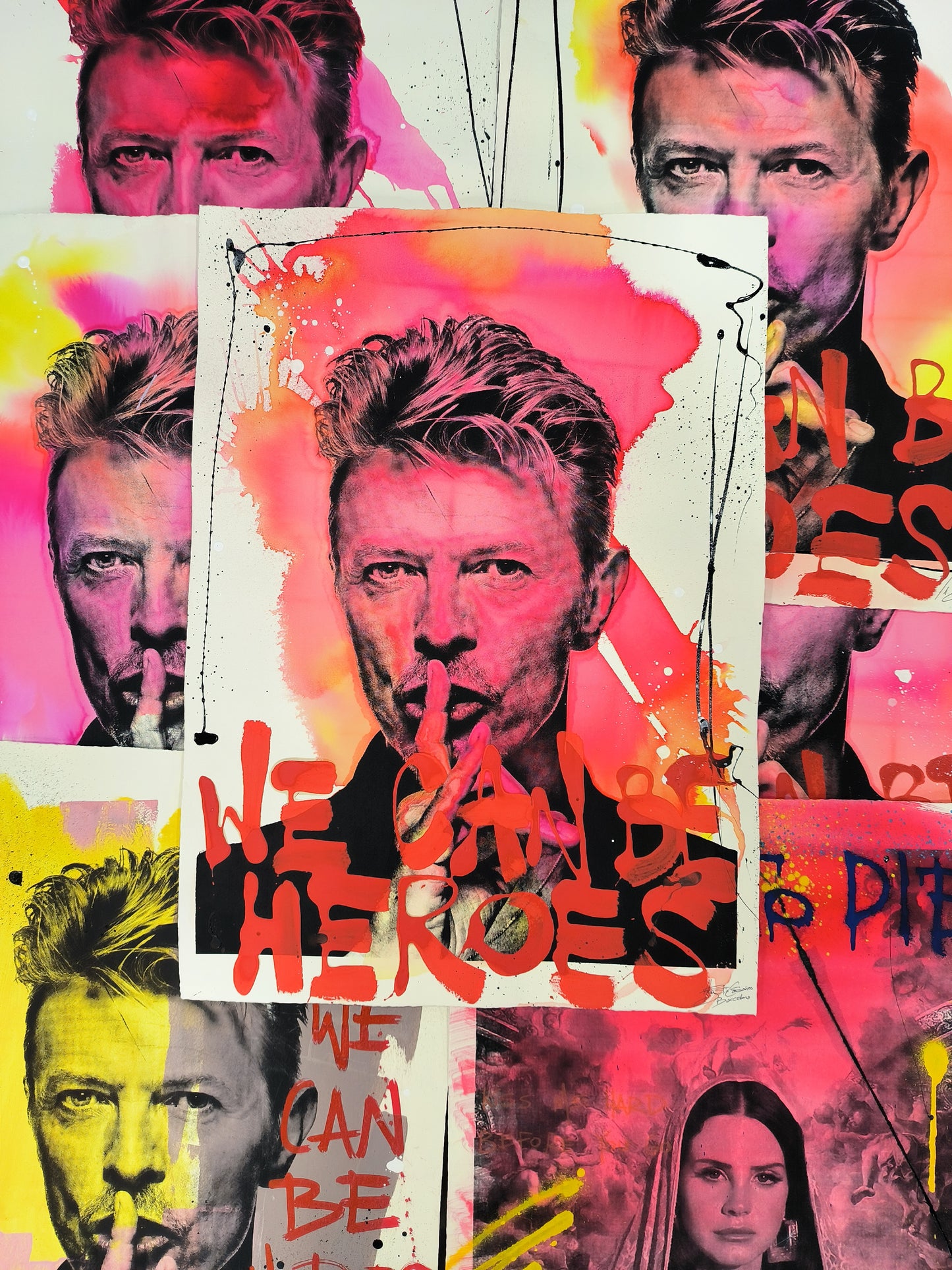 David Bowie - Retrato print (original painting on paper) Arte Urbano Barcelona