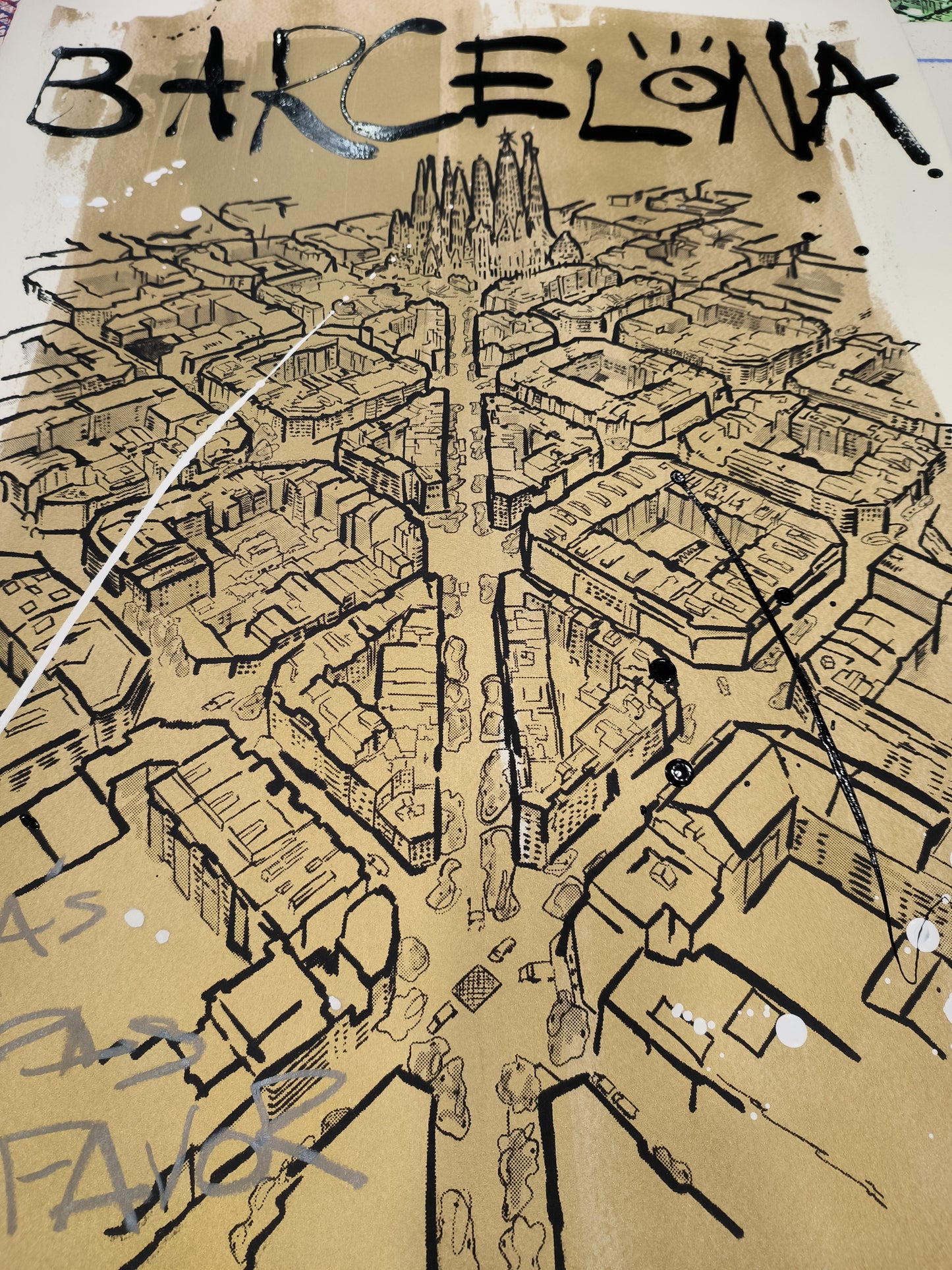 L'Eixample: Un viaje por la Barcelona de Gaudí - Retrato print (original painting on paper) Arte Urbano Barcelona