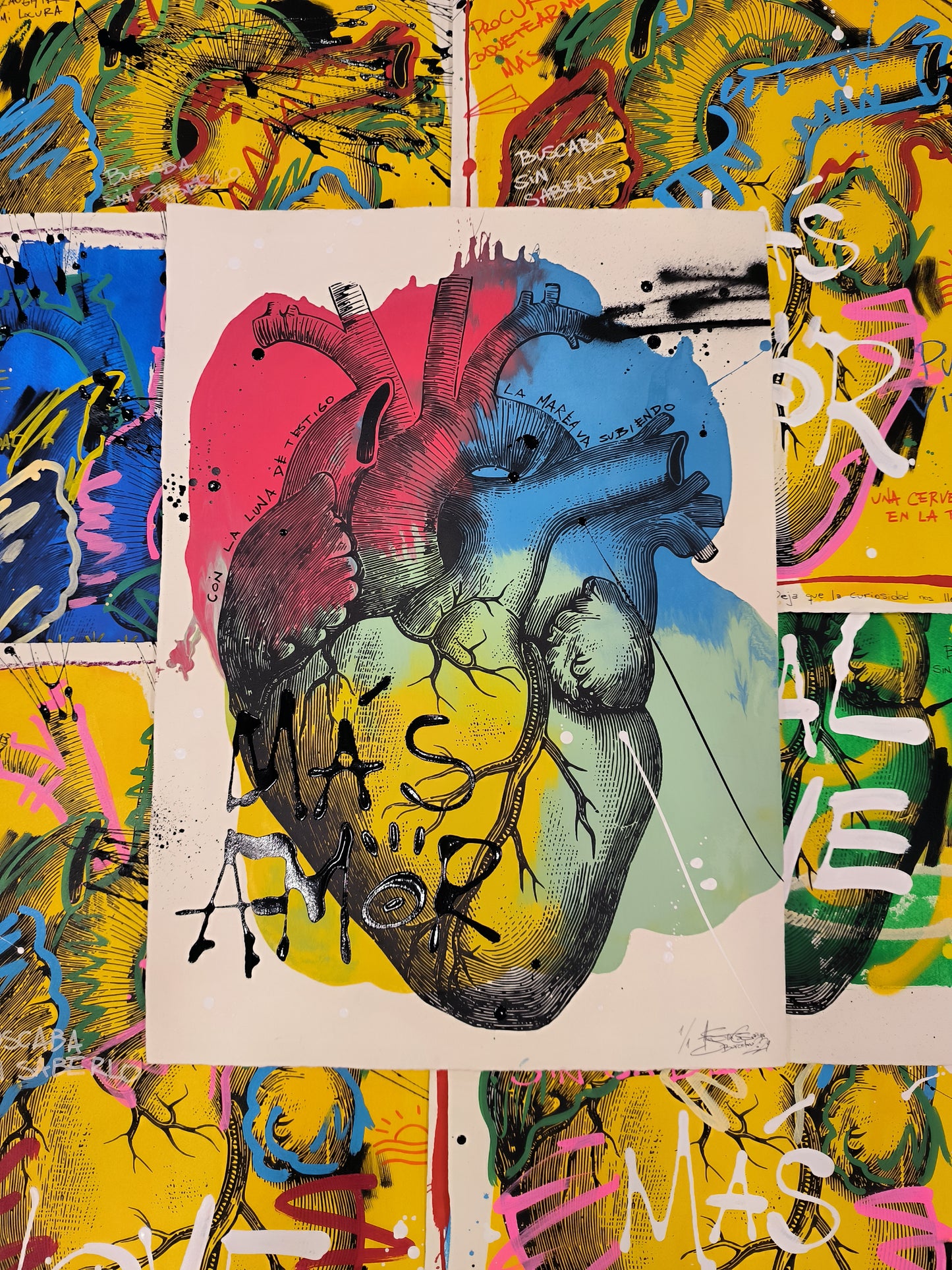Corazón Anatómico - Retrato print (original painting on paper) Arte Urbano Barcelona