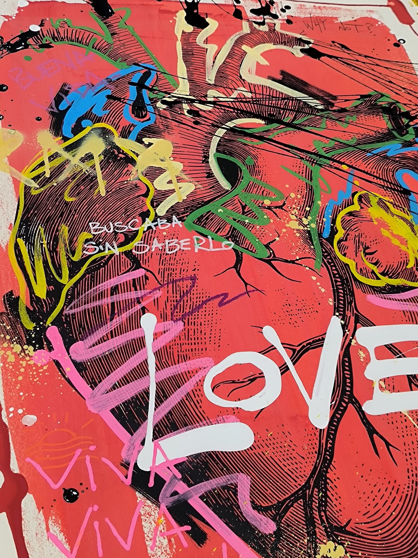 Corazón Anatómico - Retrato print (original painting on paper) Arte Urbano Barcelona