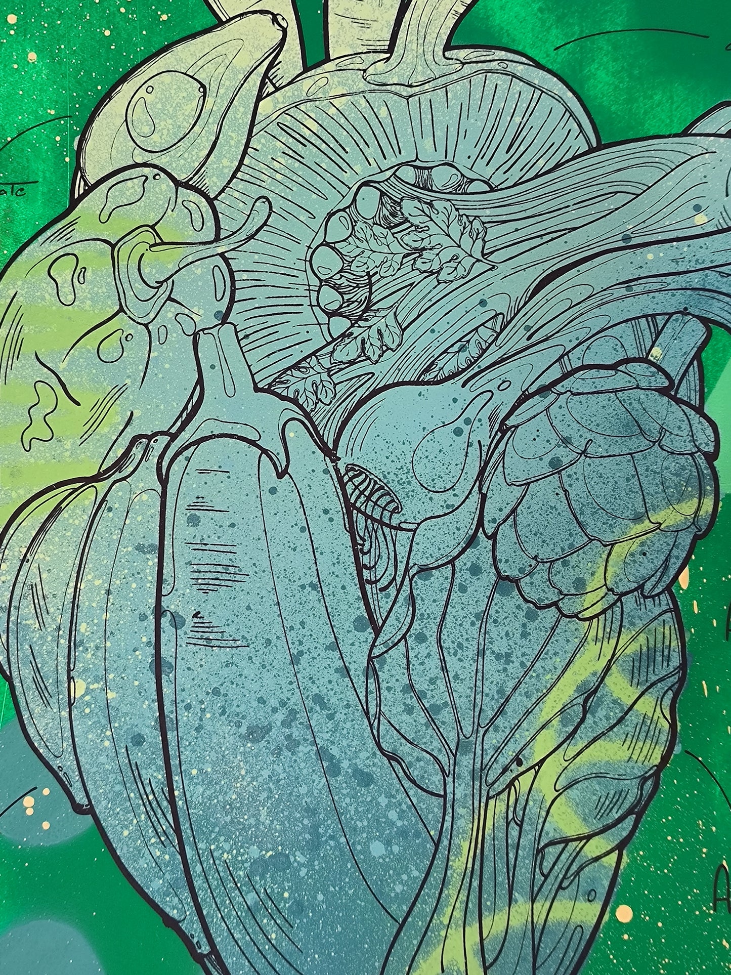 Corazón Vegetal - Retrato print (original painting on paper) Arte Urbano Barcelona